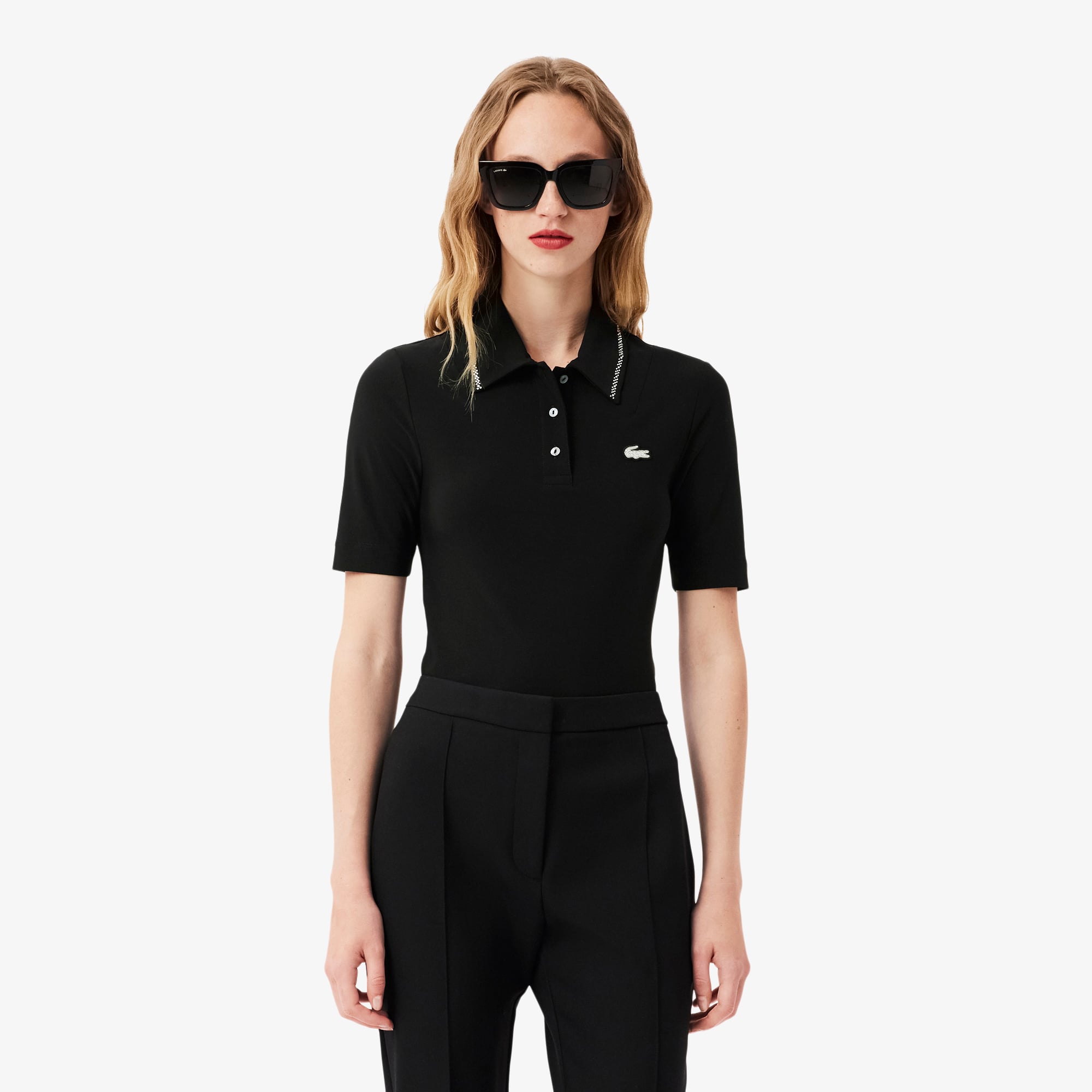 Áo Polo Lacoste Nữ L.12.D Ôm Dáng Diamanté Pop