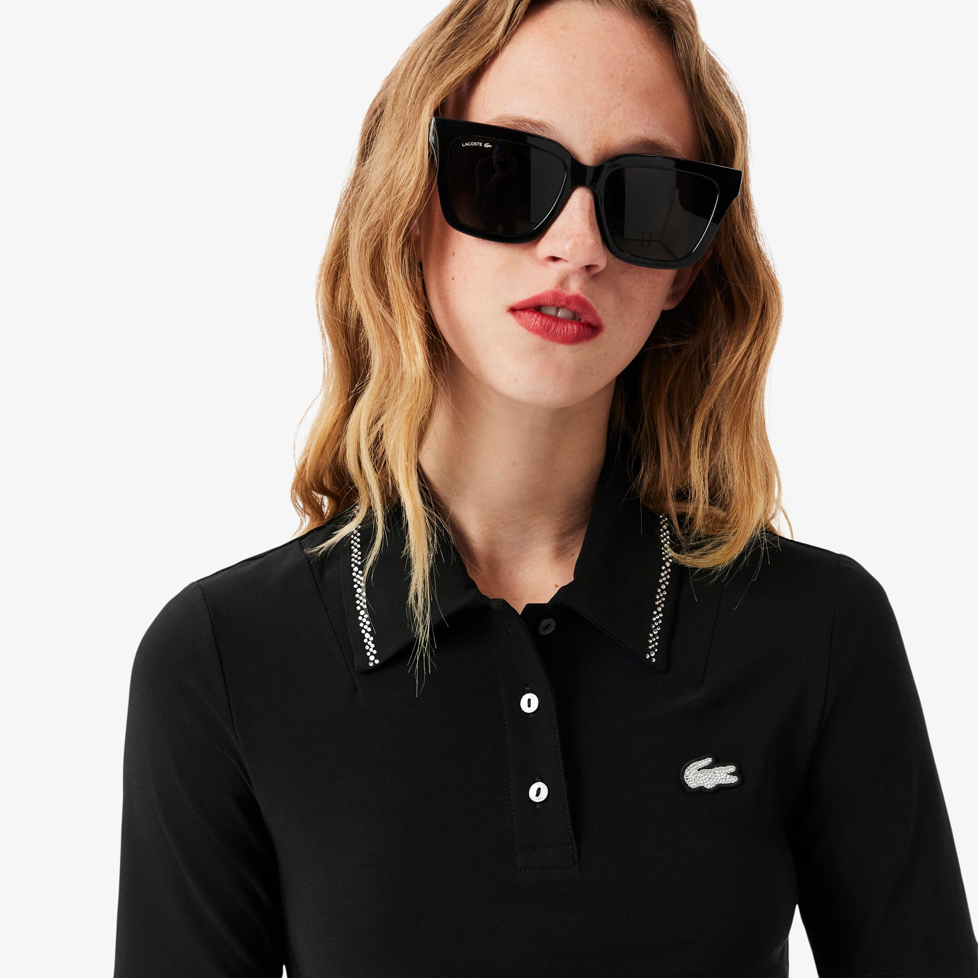 Áo Polo Lacoste Nữ L.12.D Ôm Dáng Diamanté Pop