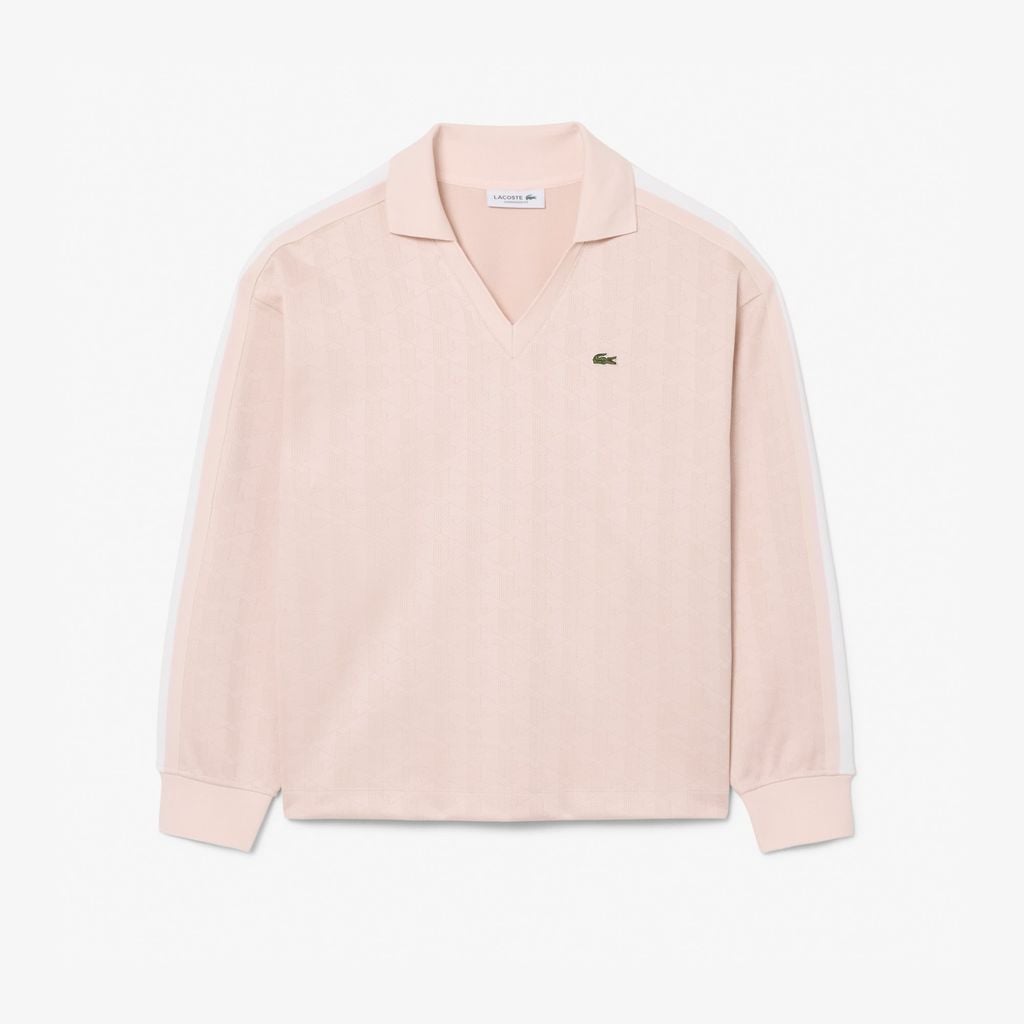 Áo Polo Lacoste Nữ Monogram Họa Tiết Dệt