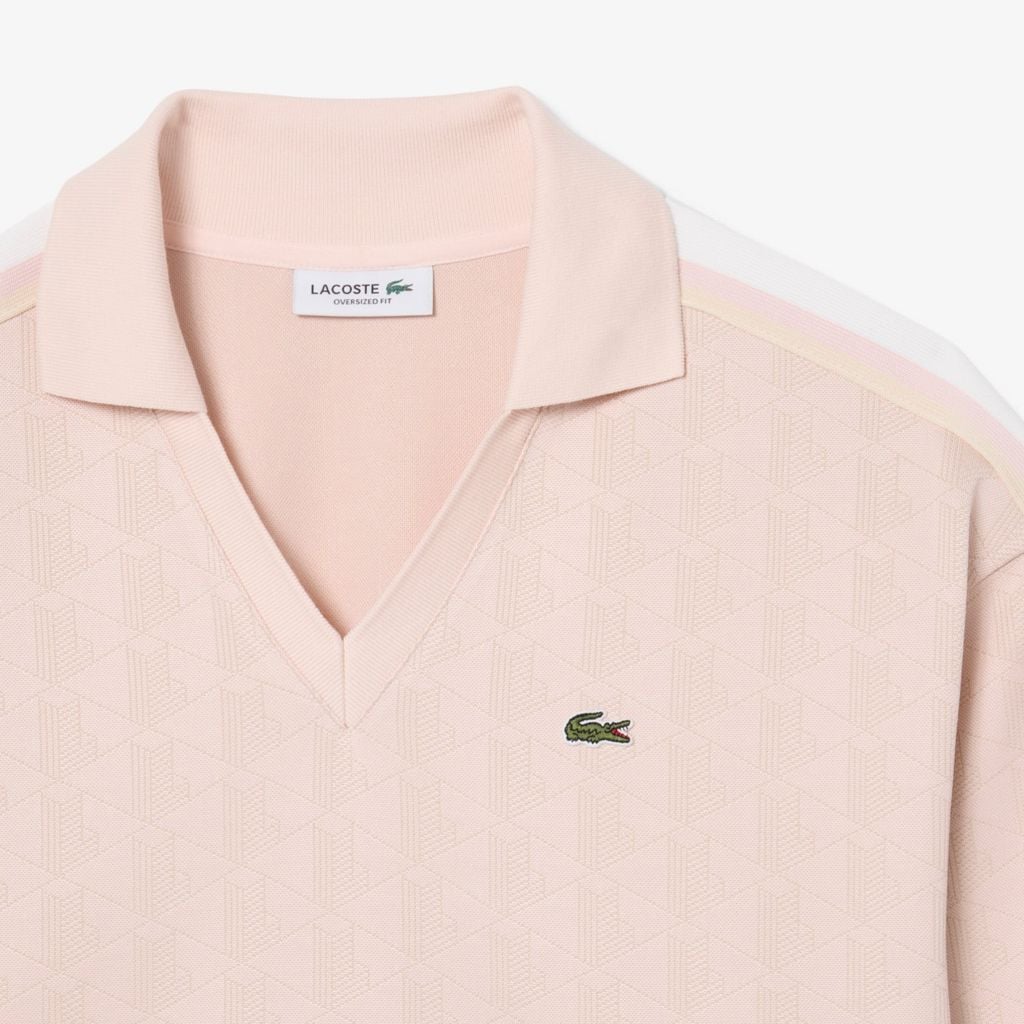 Áo Polo Lacoste Nữ Monogram Họa Tiết Dệt