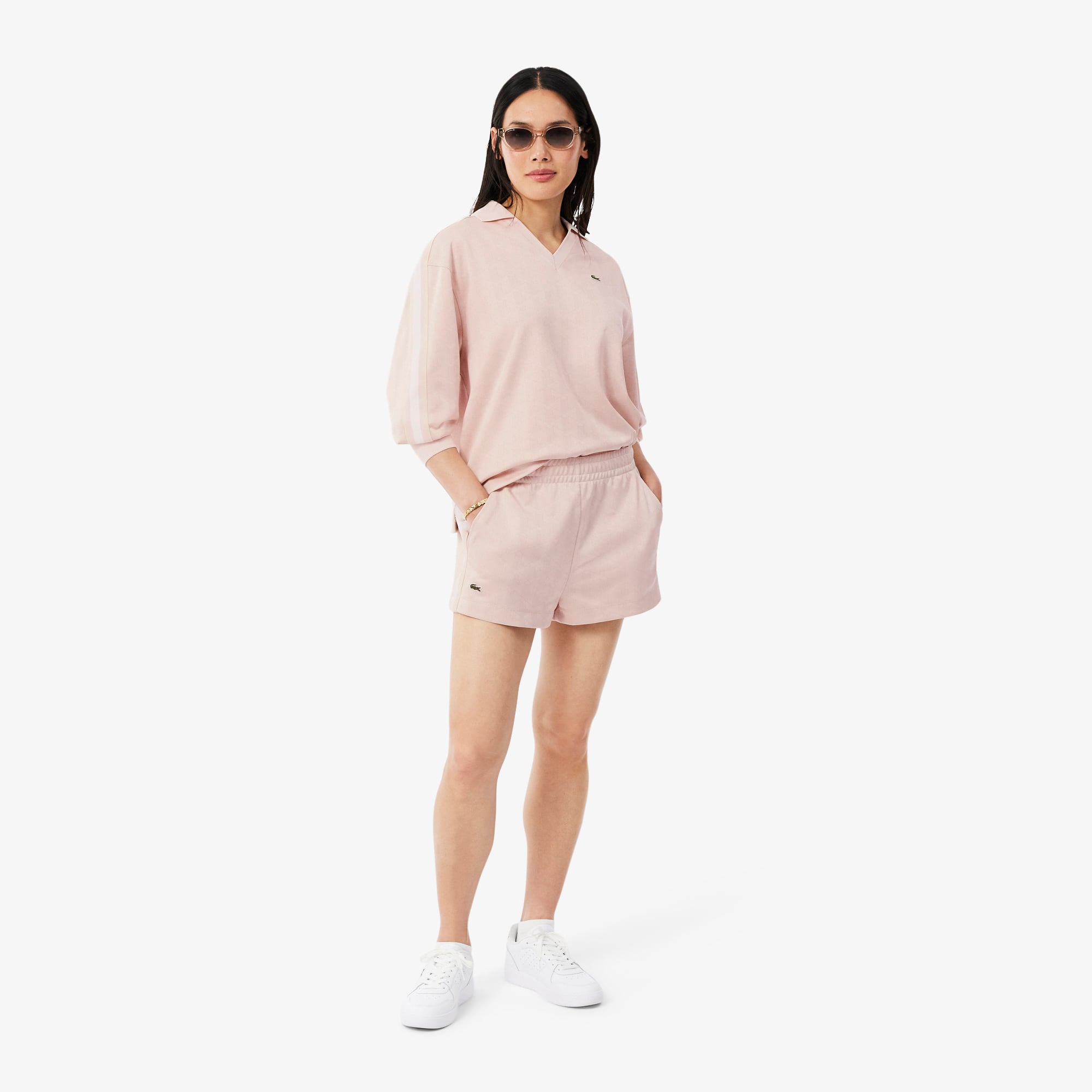 Áo Polo Lacoste Nữ Monogram Họa Tiết Dệt