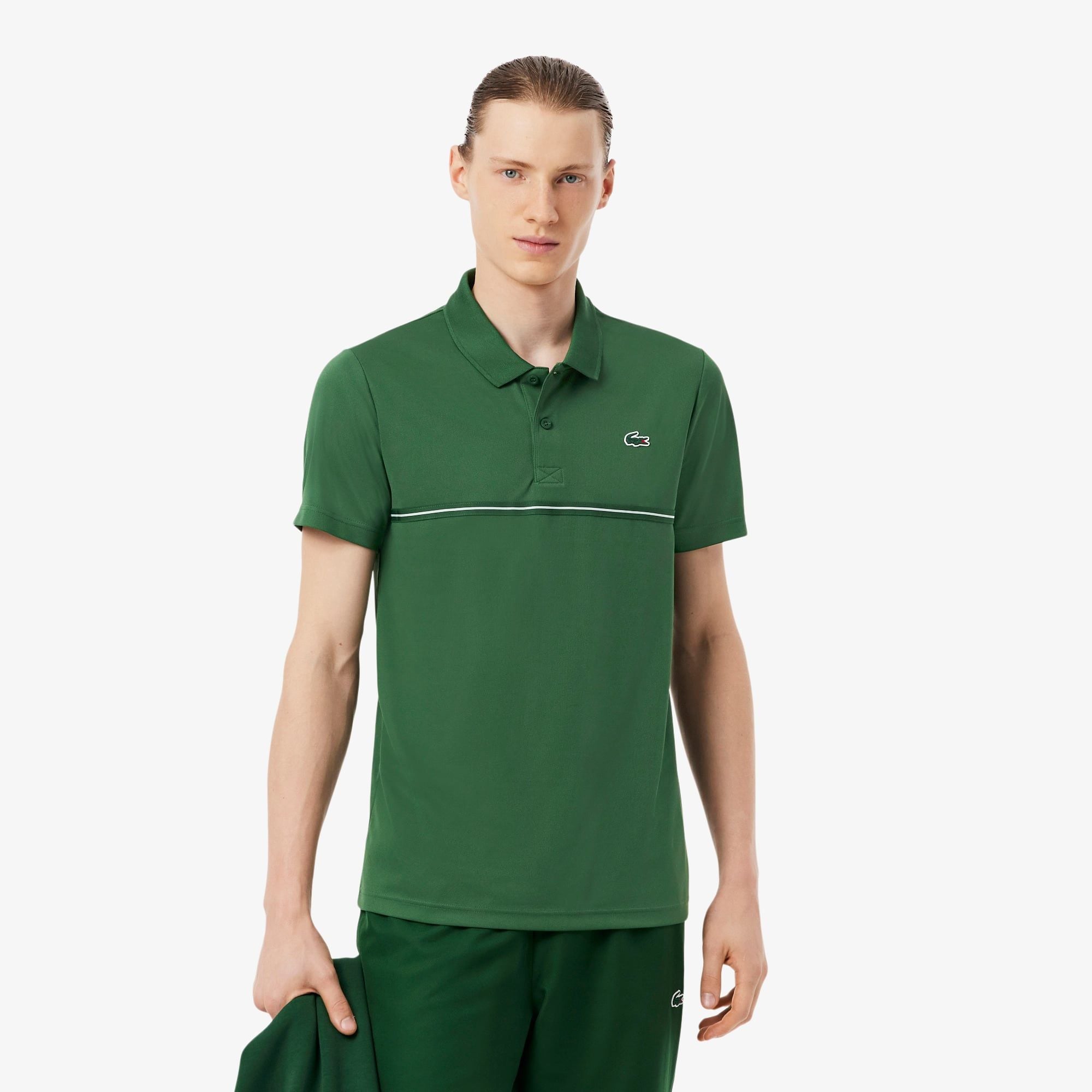 Áo Polo Thể Thao Lacoste Nam Dáng Suông In Họa Tiết Công Nghệ Thoáng Khí