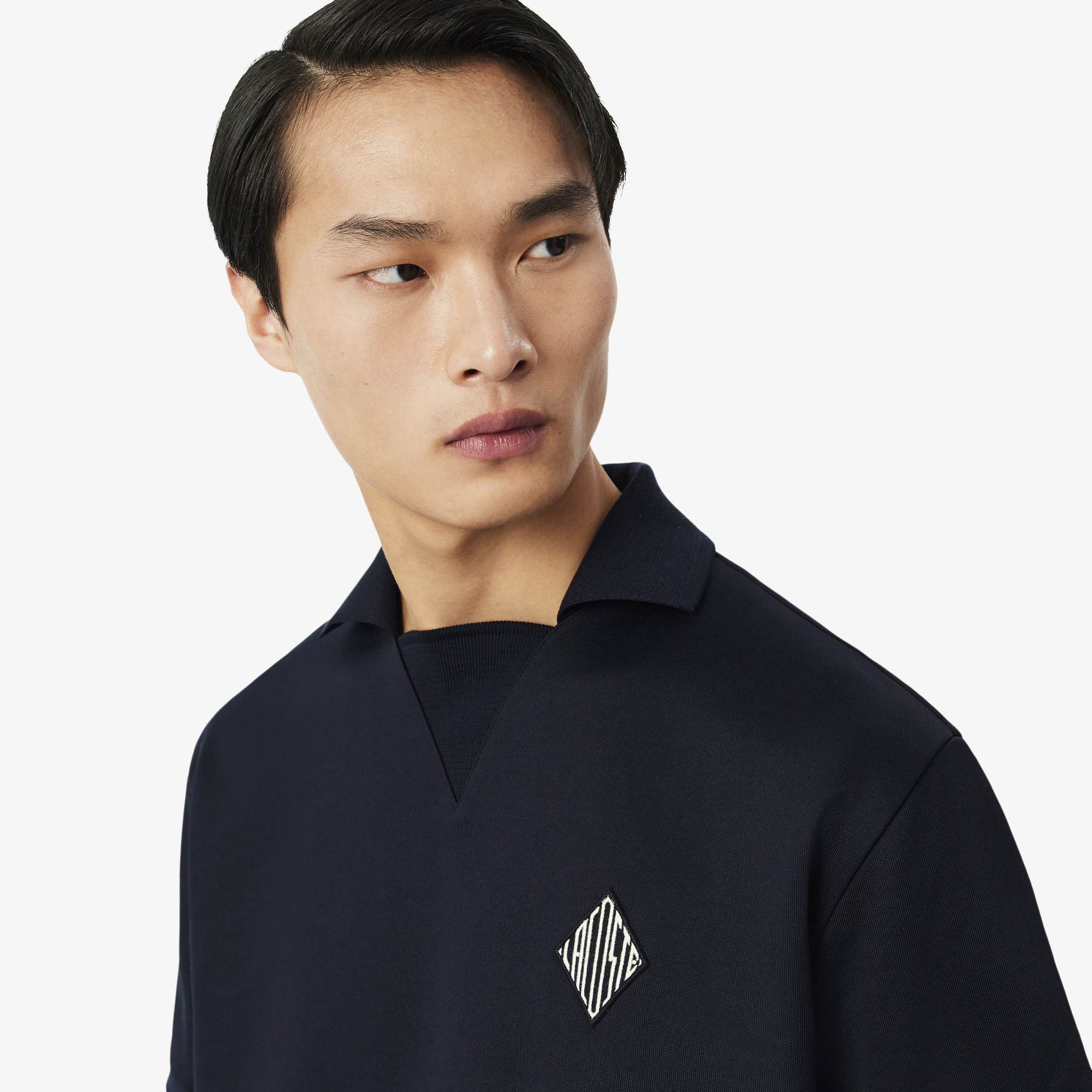 Áo Polo Lacoste Nam Dáng Rộng Chất Liệu Nỉ Điểm Nhấn Huy Hiệu