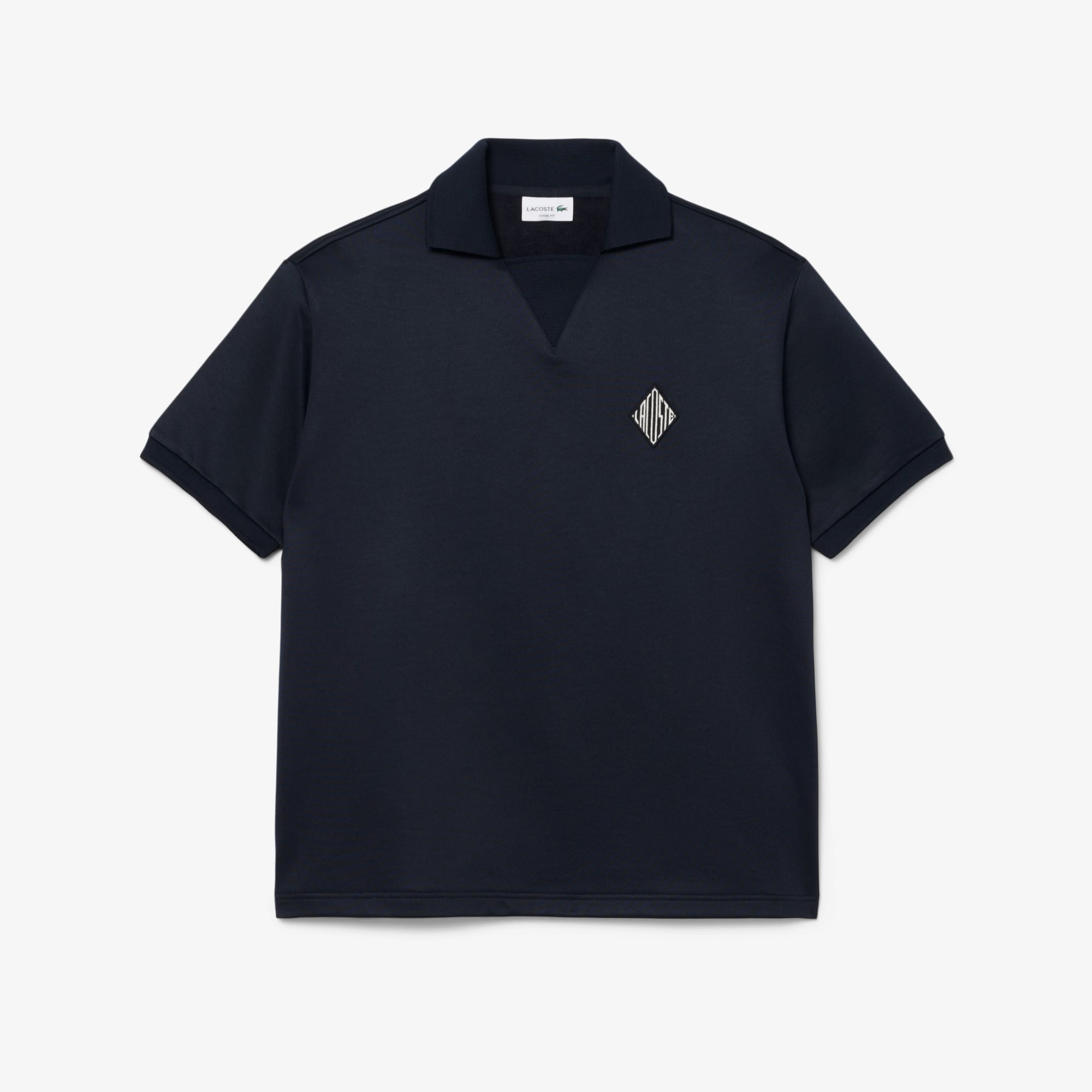 Áo Polo Lacoste Nam Dáng Rộng Chất Liệu Nỉ Điểm Nhấn Huy Hiệu