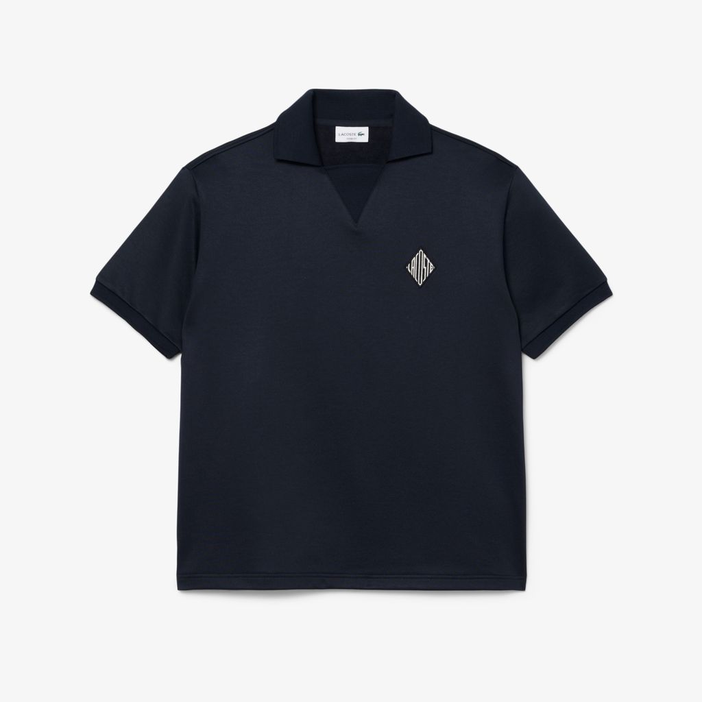 Áo Polo Lacoste Nam Dáng Rộng Chất Liệu Nỉ Điểm Nhấn Huy Hiệu