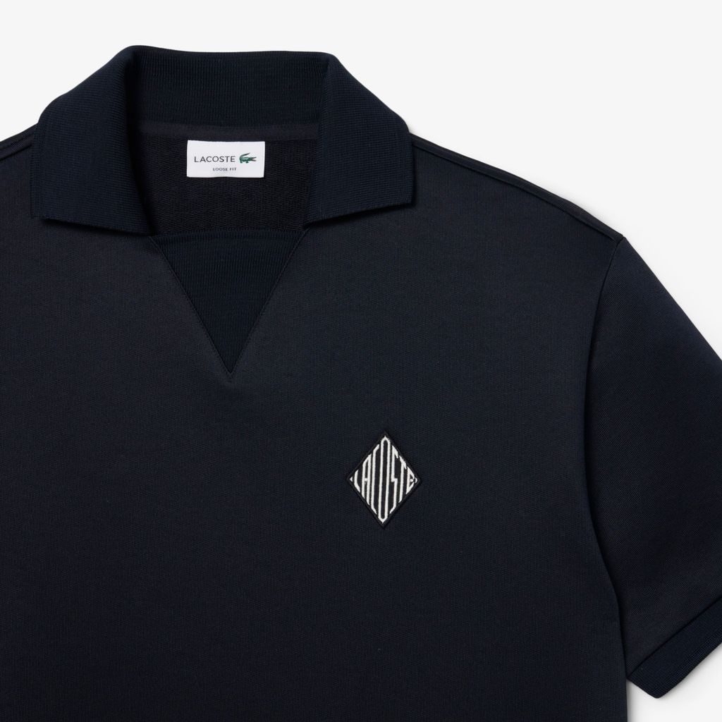 Áo Polo Lacoste Nam Dáng Rộng Chất Liệu Nỉ Điểm Nhấn Huy Hiệu