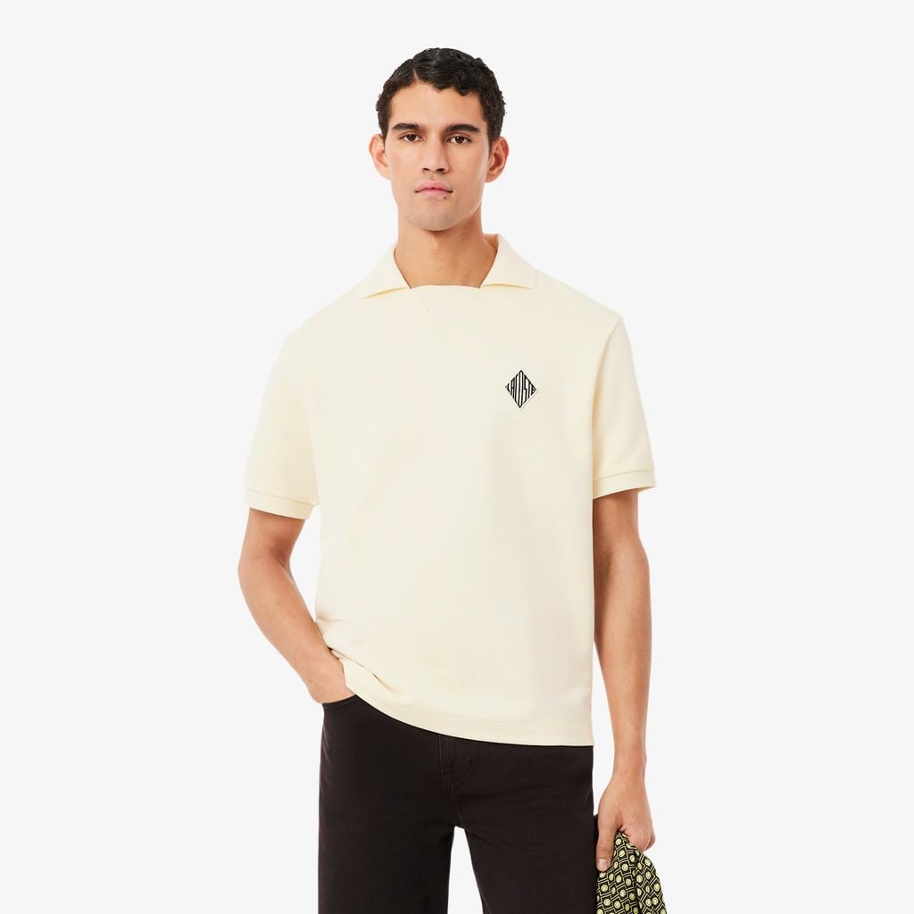 Áo Polo Lacoste Nam Dáng Rộng Chất Liệu Nỉ Điểm Nhấn Huy Hiệu