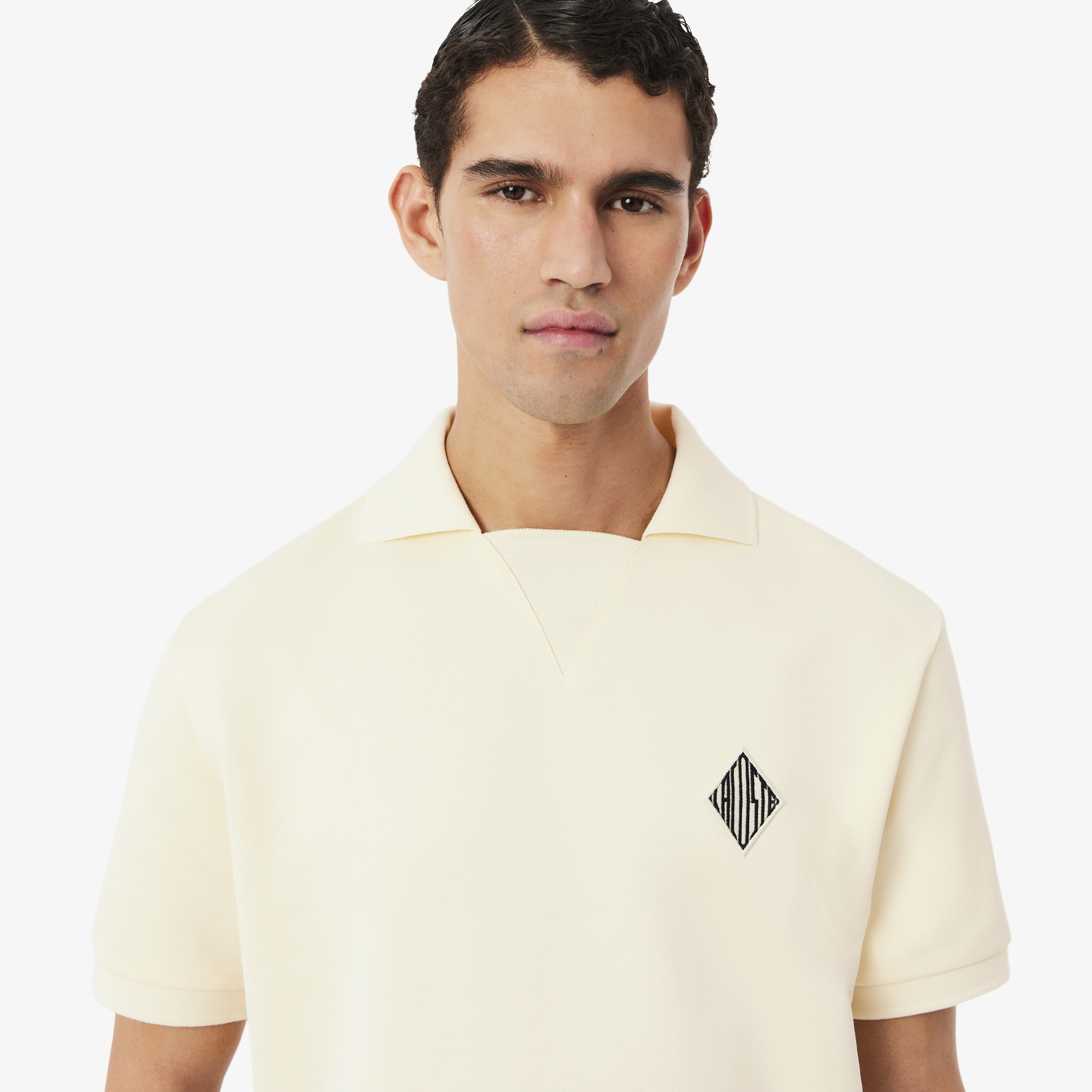 Áo Polo Lacoste Nam Dáng Rộng Chất Liệu Nỉ Điểm Nhấn Huy Hiệu