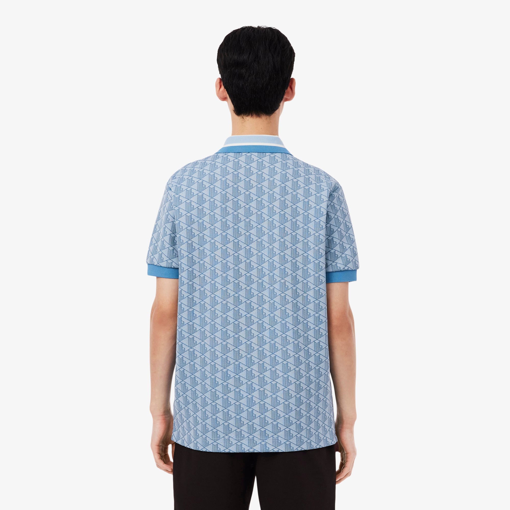 Áo Polo Lacoste Nam Dáng Cổ Điển Có Cổ Tương Phản Hoạ Tiết Monogram Chất Liệu Jacquard