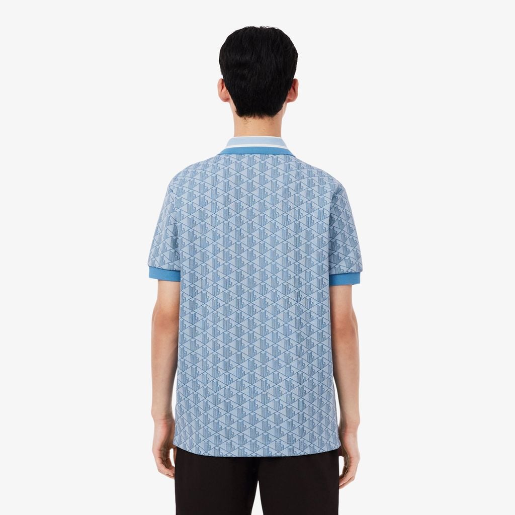 Áo Polo Lacoste Nam Dáng Cổ Điển Có Cổ Tương Phản Hoạ Tiết Monogram Chất Liệu Jacquard