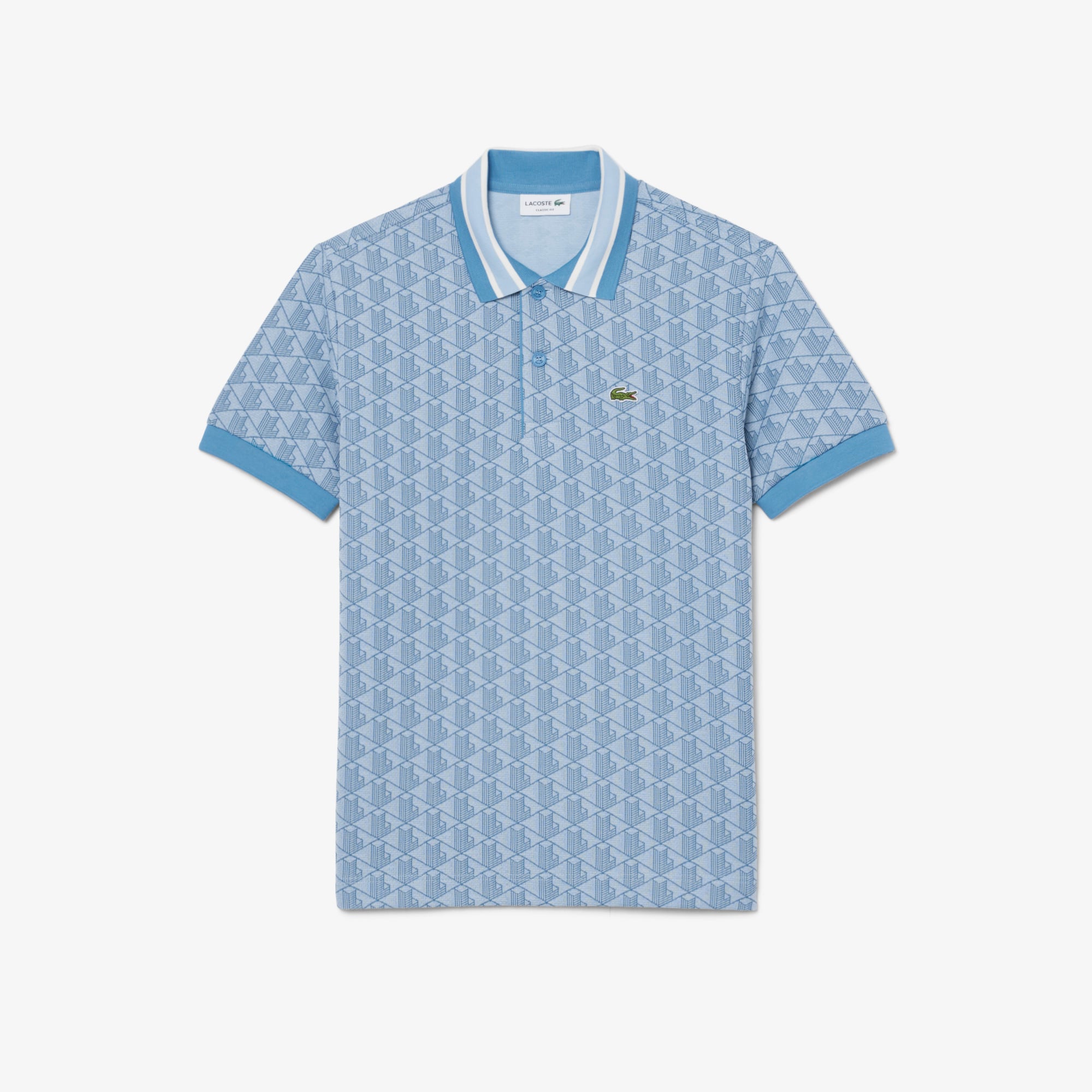 Áo Polo Lacoste Nam Dáng Cổ Điển Có Cổ Tương Phản Hoạ Tiết Monogram Chất Liệu Jacquard