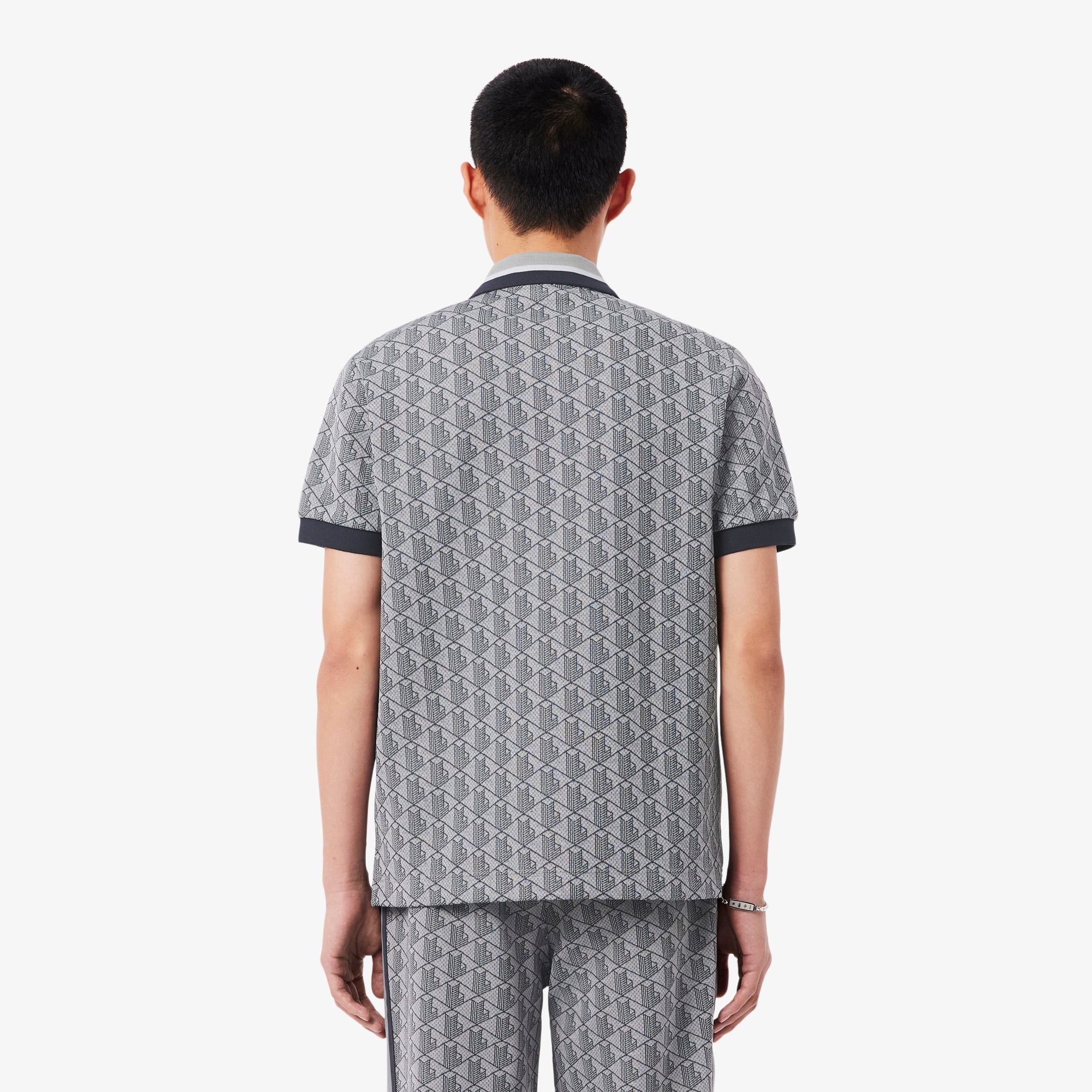 Áo Polo Lacoste Nam Dáng Cổ Điển Có Cổ Tương Phản Hoạ Tiết Monogram Chất Liệu Jacquard