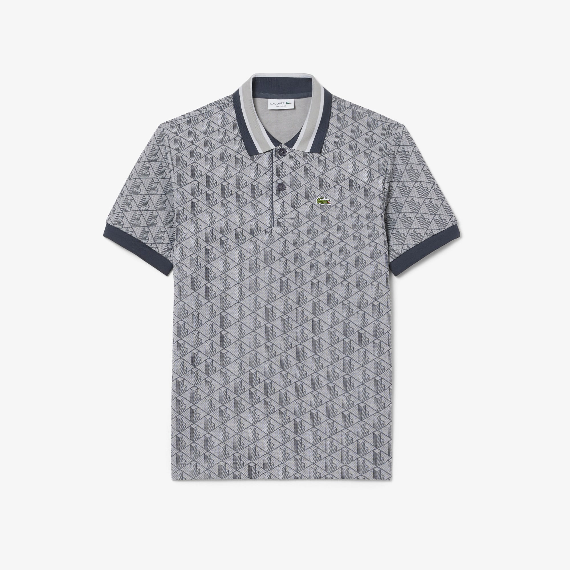 Áo Polo Lacoste Nam Dáng Cổ Điển Có Cổ Tương Phản Hoạ Tiết Monogram Chất Liệu Jacquard