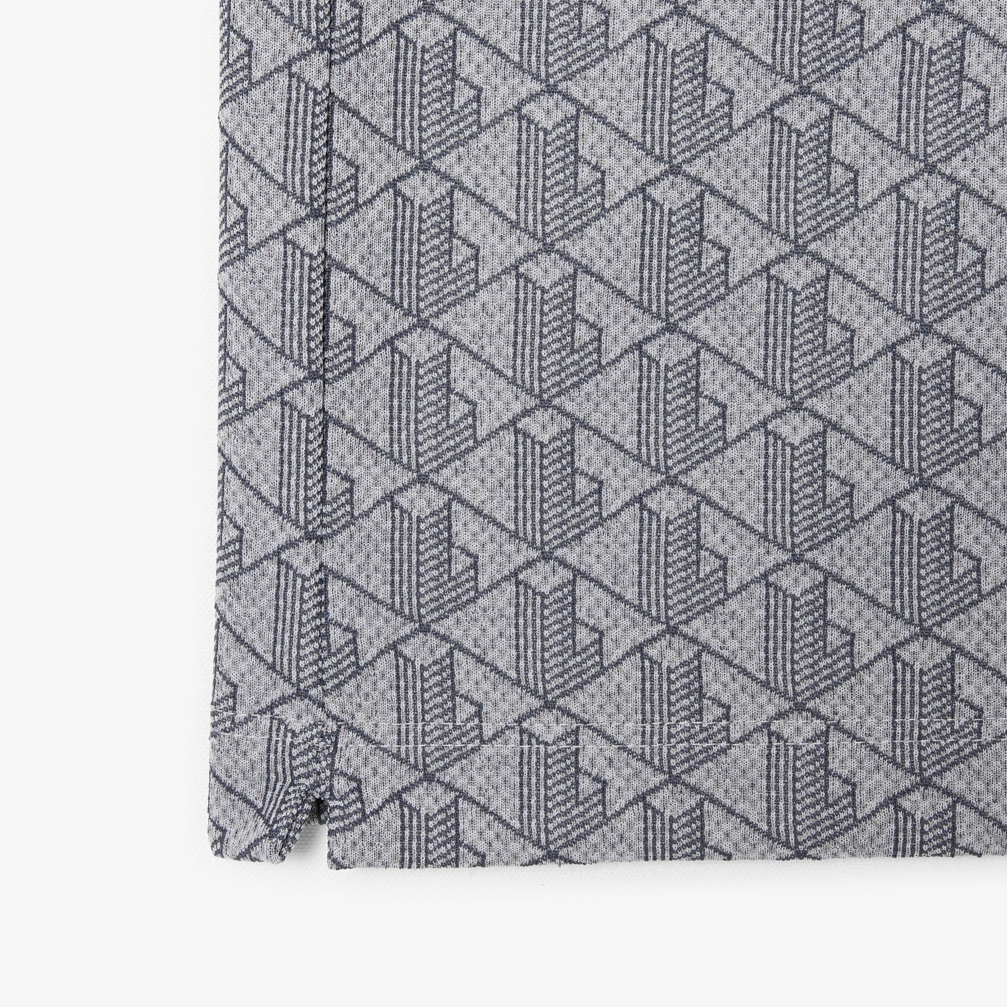 Áo Polo Lacoste Nam Dáng Cổ Điển Có Cổ Tương Phản Hoạ Tiết Monogram Chất Liệu Jacquard