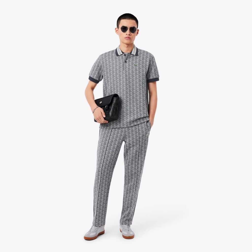 Áo Polo Lacoste Nam Dáng Cổ Điển Có Cổ Tương Phản Hoạ Tiết Monogram Chất Liệu Jacquard