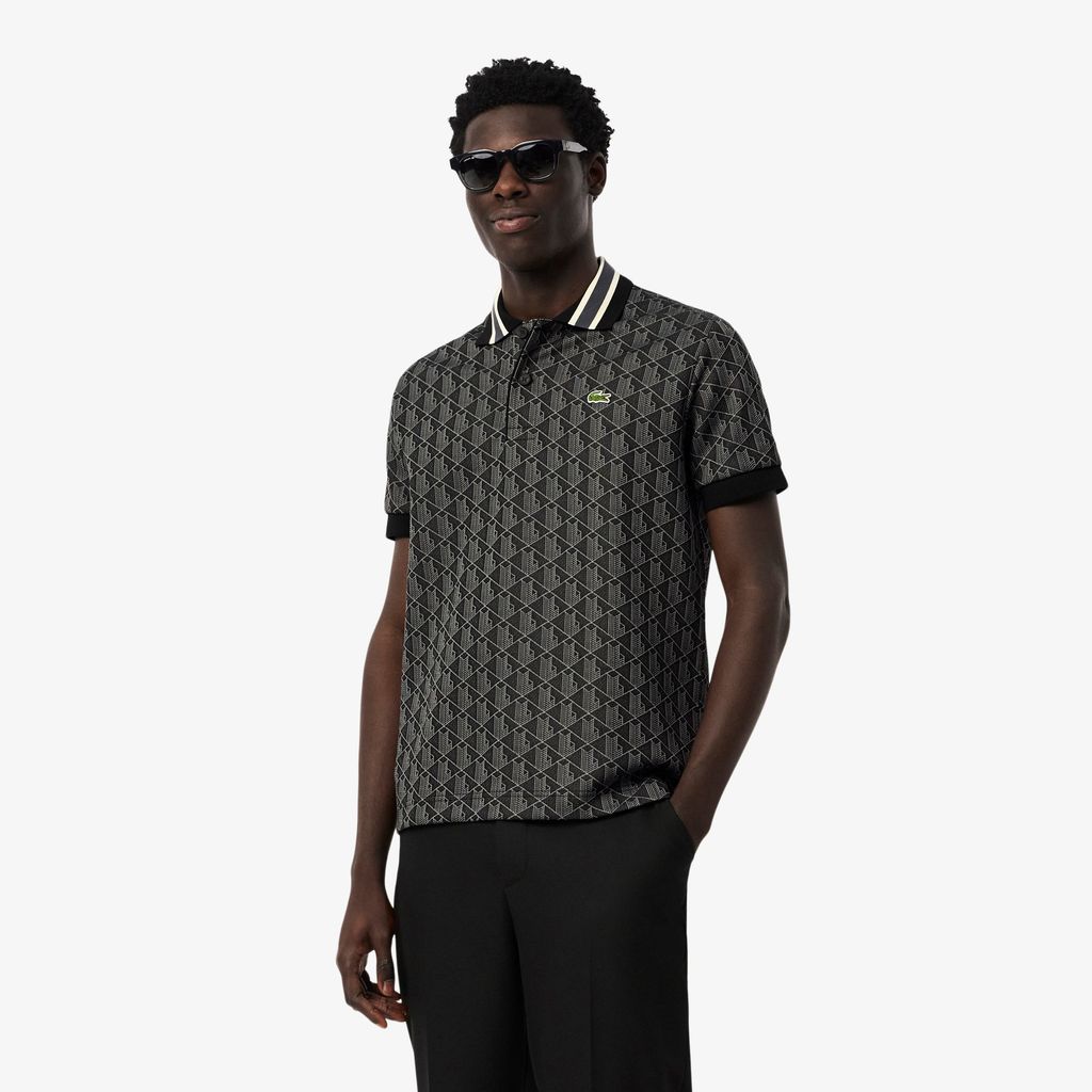 Áo Polo Lacoste Nam Dáng Cổ Điển Có Cổ Tương Phản Hoạ Tiết Monogram Chất Liệu Jacquard
