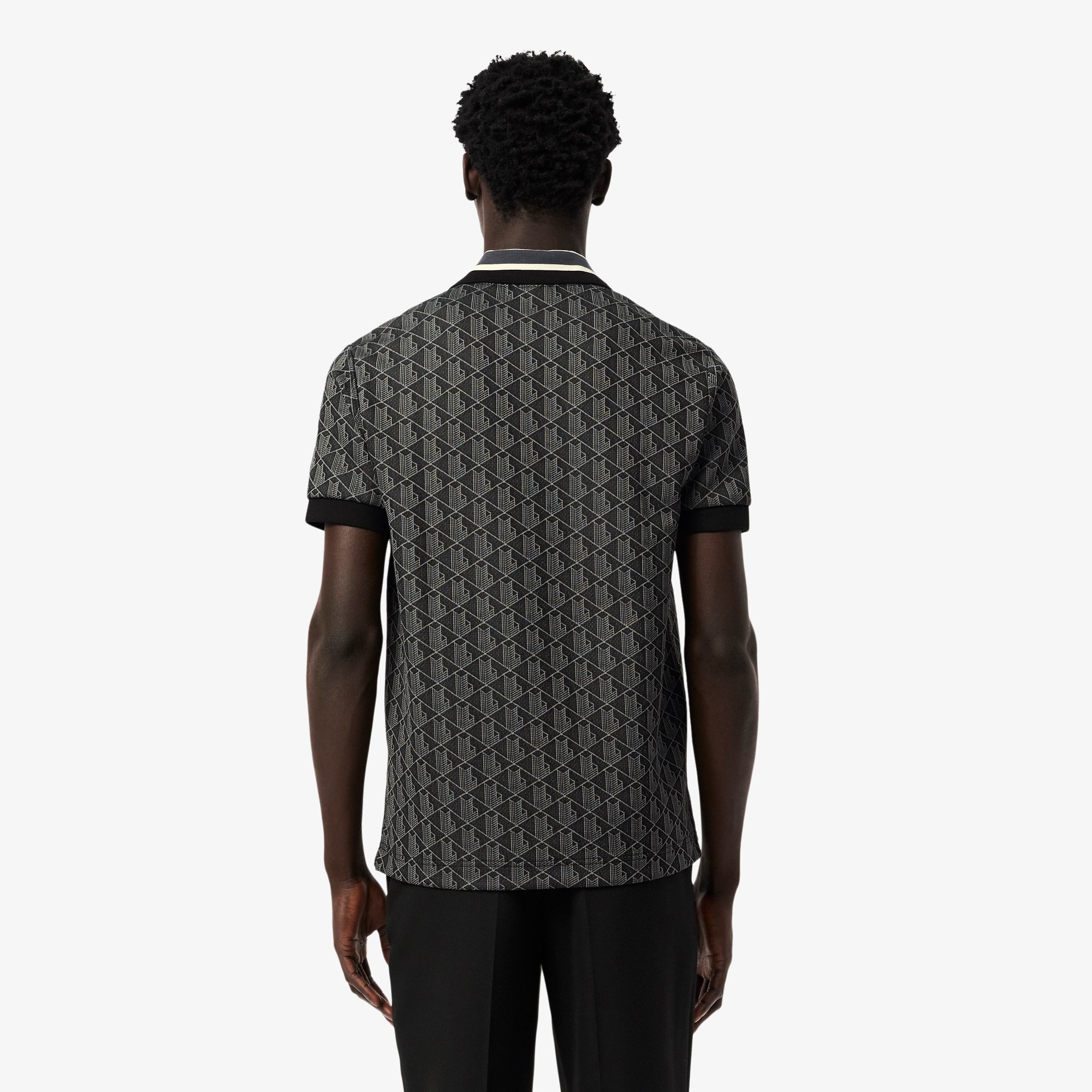 Áo Polo Lacoste Nam Dáng Cổ Điển Có Cổ Tương Phản Hoạ Tiết Monogram Chất Liệu Jacquard