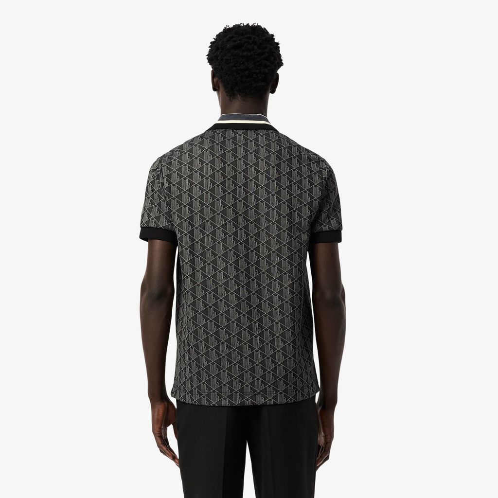 Áo Polo Lacoste Nam Dáng Cổ Điển Có Cổ Tương Phản Hoạ Tiết Monogram Chất Liệu Jacquard