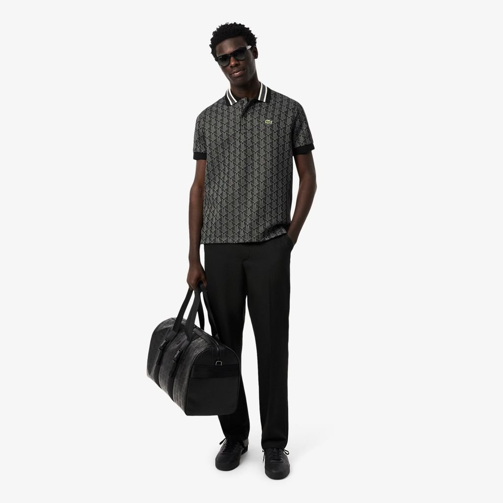 Áo Polo Lacoste Nam Dáng Cổ Điển Có Cổ Tương Phản Hoạ Tiết Monogram Chất Liệu Jacquard