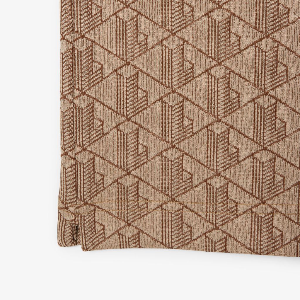 Áo Polo Lacoste Nam Dáng Cổ Điển Có Cổ Tương Phản Hoạ Tiết Monogram Chất Liệu Jacquard