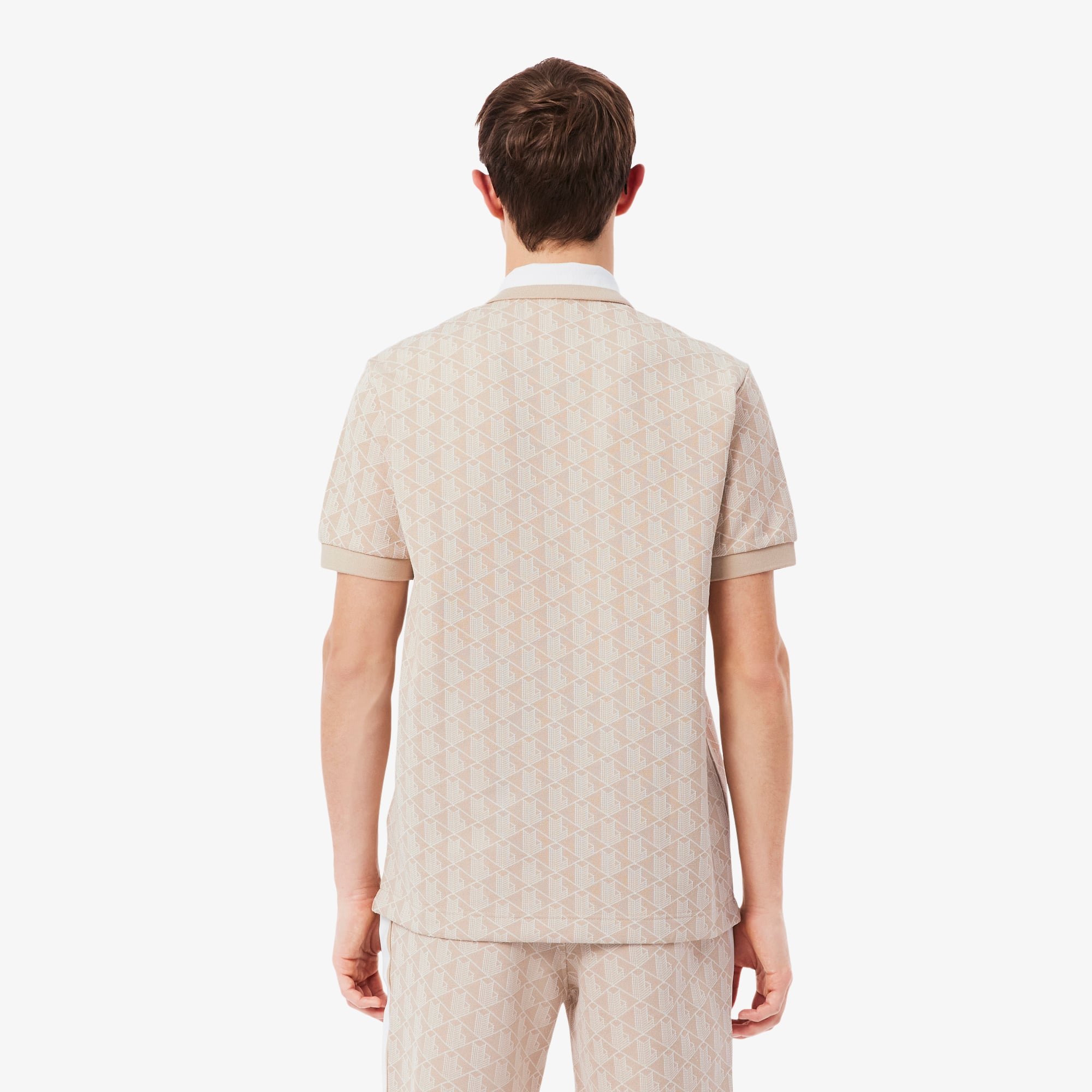 Áo Polo Lacoste Nam Dáng Cổ Điển Có Cổ Tương Phản Hoạ Tiết Monogram Chất Liệu Jacquard