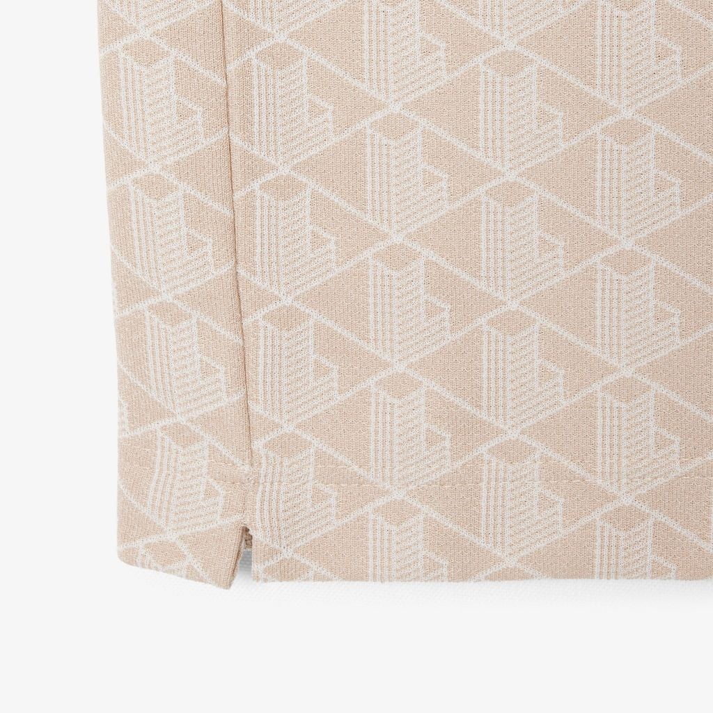 Áo Polo Lacoste Nam Dáng Cổ Điển Có Cổ Tương Phản Hoạ Tiết Monogram Chất Liệu Jacquard