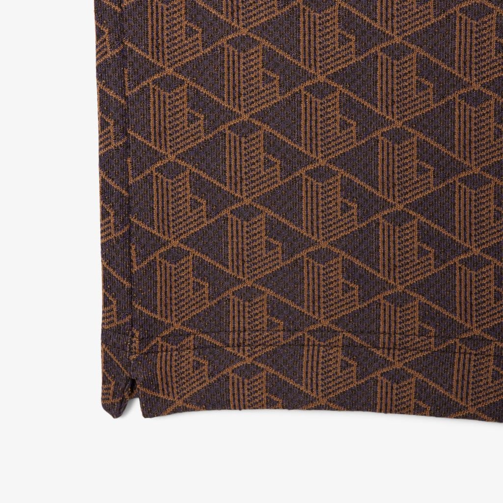 Áo Polo Lacoste Nam Dáng Cổ Điển Có Cổ Tương Phản Hoạ Tiết Monogram Chất Liệu Jacquard