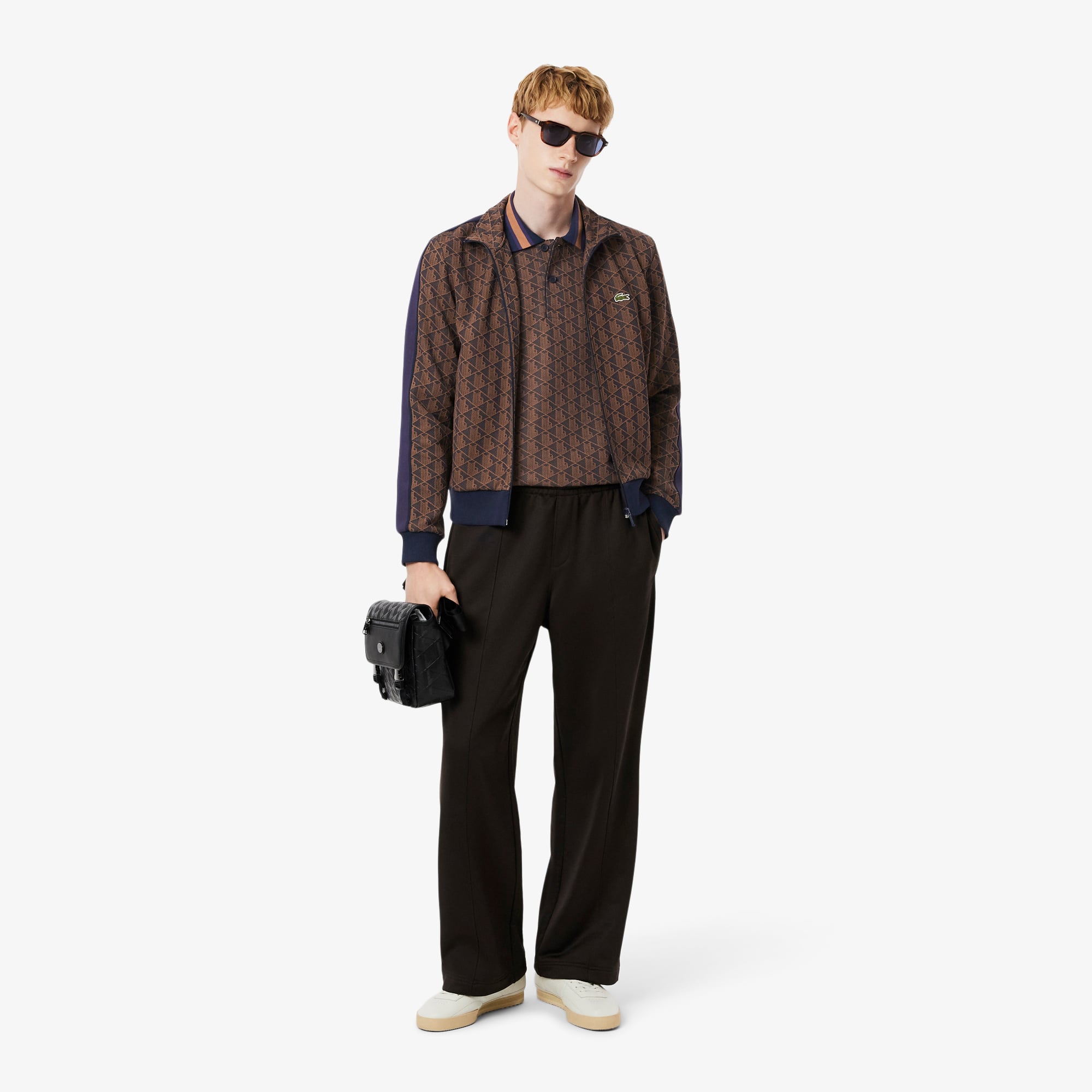 Áo Polo Lacoste Nam Dáng Cổ Điển Có Cổ Tương Phản Hoạ Tiết Monogram Chất Liệu Jacquard