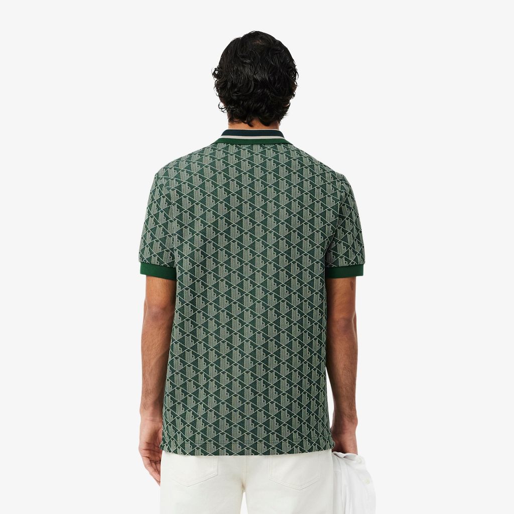 Áo Polo Lacoste Nam Dáng Cổ Điển Có Cổ Tương Phản Hoạ Tiết Monogram Chất Liệu Jacquard