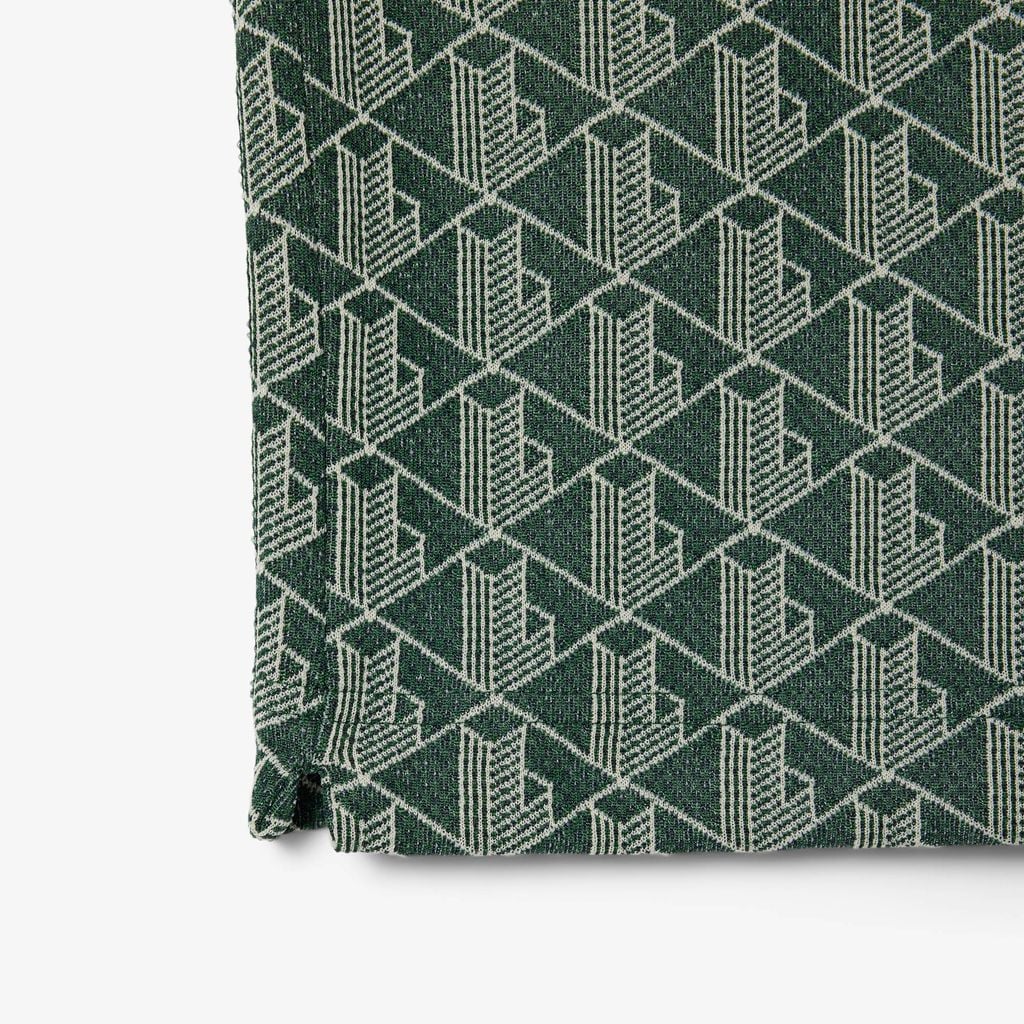 Áo Polo Lacoste Nam Dáng Cổ Điển Có Cổ Tương Phản Hoạ Tiết Monogram Chất Liệu Jacquard