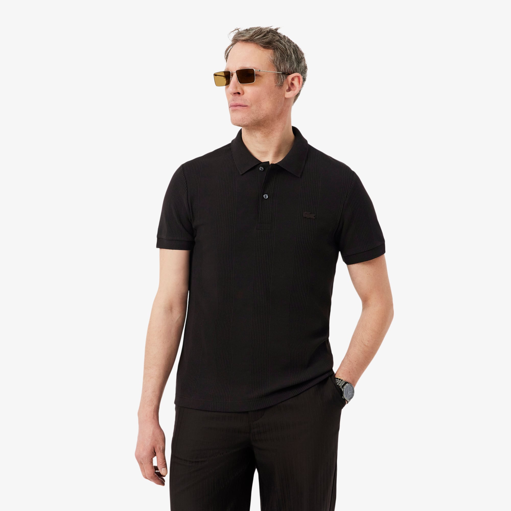 Áo Polo Lacoste Nam Dáng Cổ Điển Dệt Gân