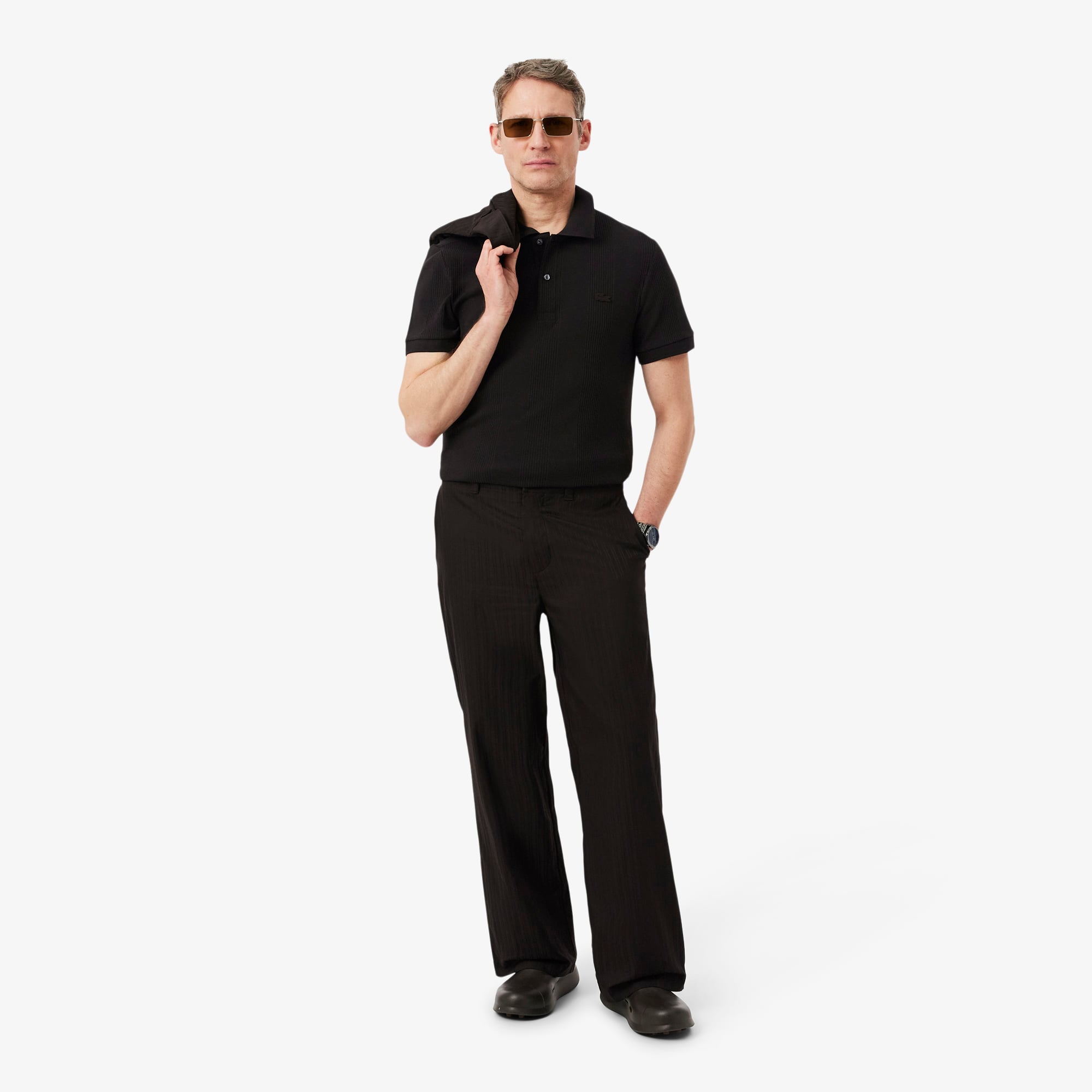 Áo Polo Lacoste Nam Dáng Cổ Điển Dệt Gân