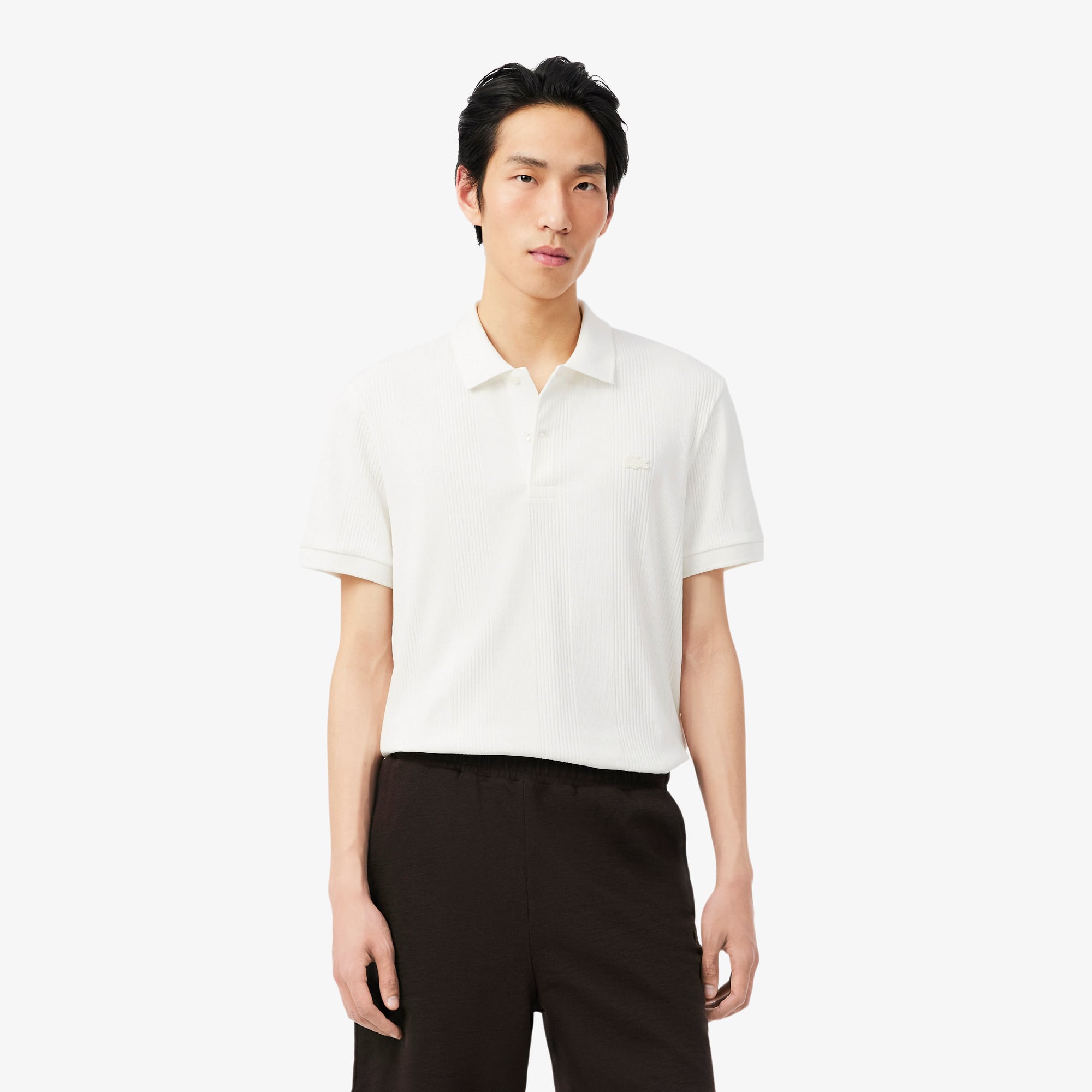 Áo Polo Lacoste Nam Dáng Cổ Điển Dệt Gân