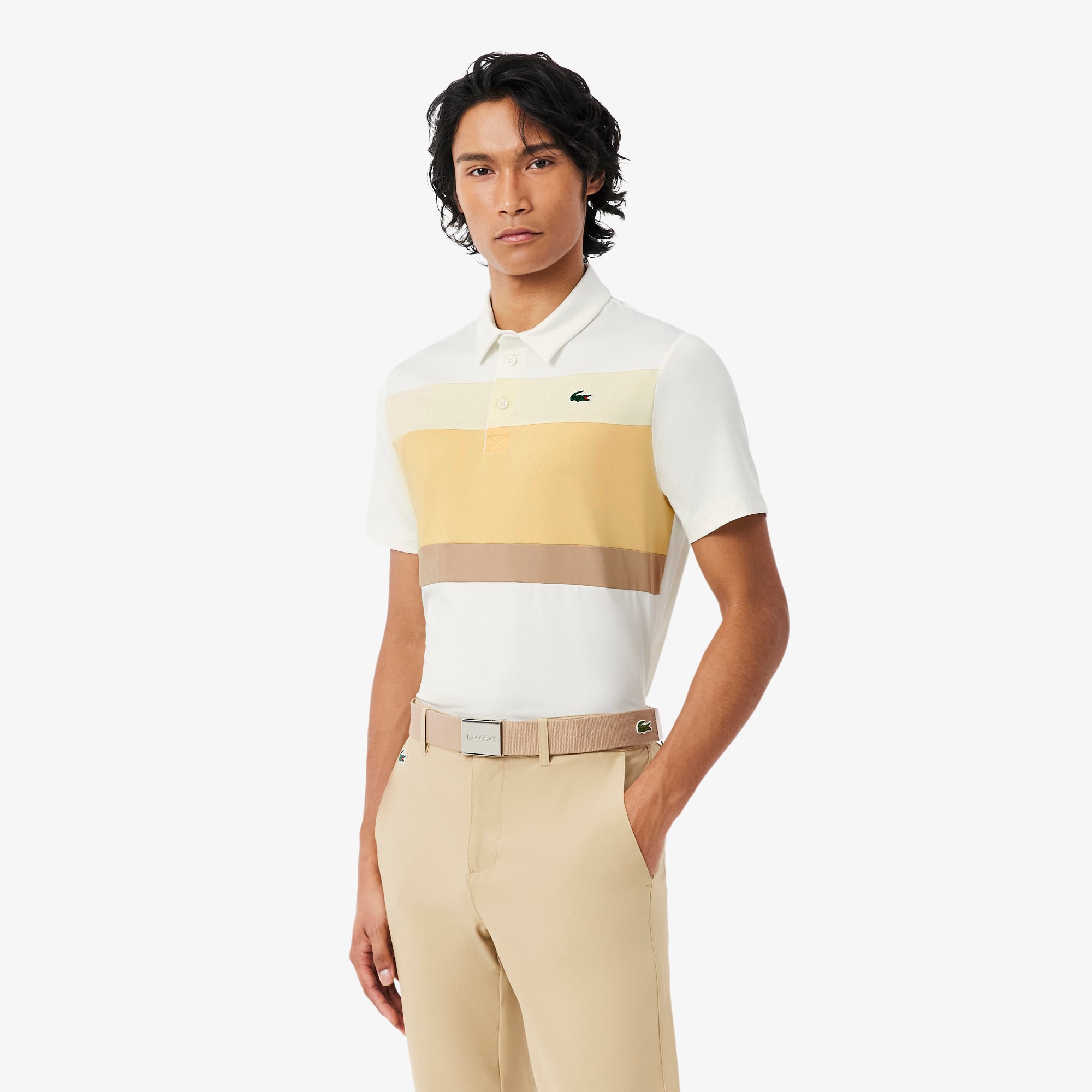 Áo Polo Golf Lacoste Nam Dáng Suông Co Giãn Họa Tiết Color-Block Công Nghệ Thoáng Khí