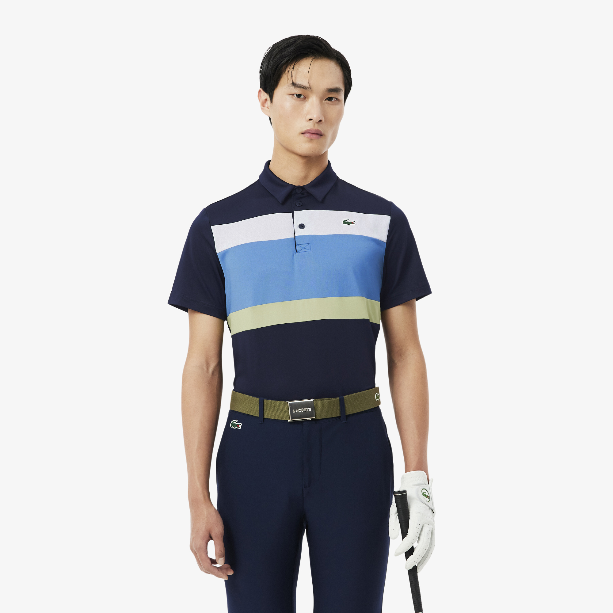 Áo Polo Golf Lacoste Nam Dáng Suông Co Giãn Họa Tiết Color-Block Công Nghệ Thoáng Khí