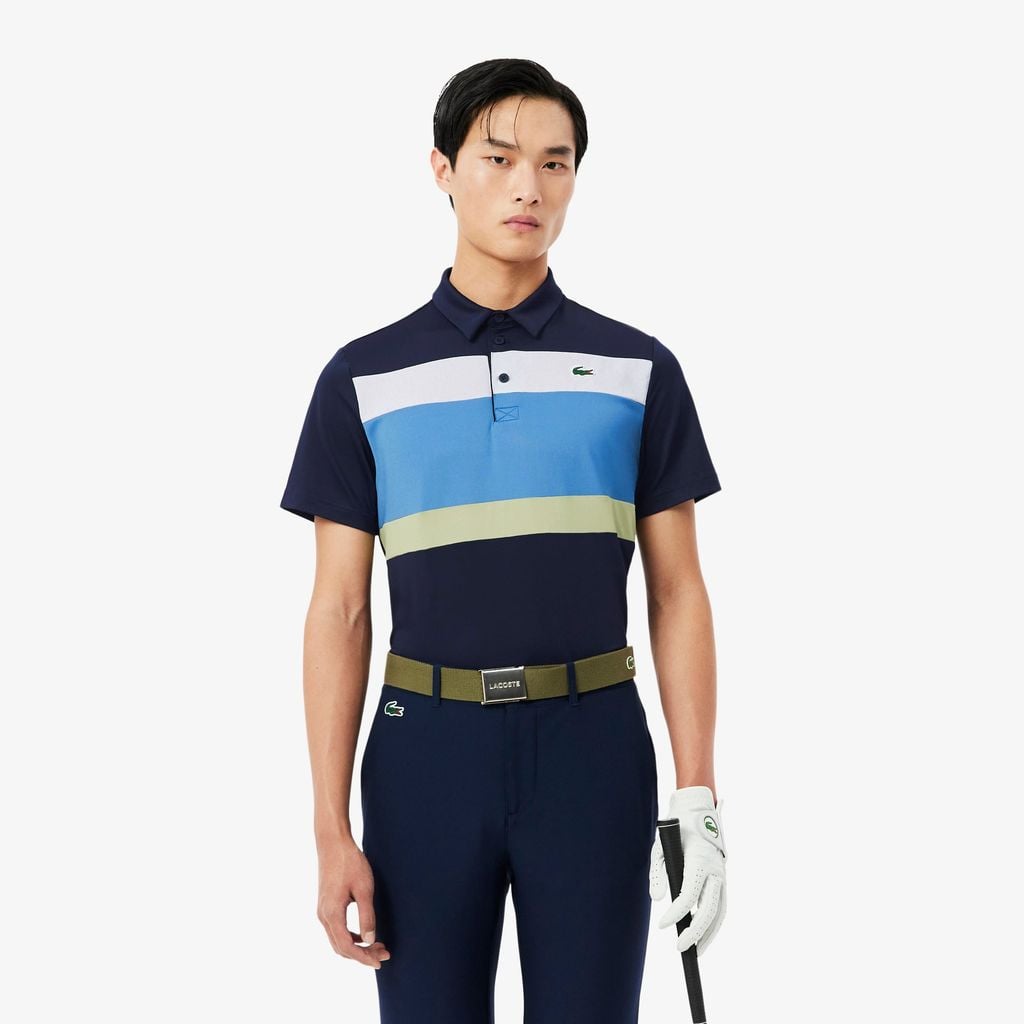 Áo Polo Golf Lacoste Nam Dáng Suông Co Giãn Họa Tiết Color-Block Công Nghệ Thoáng Khí