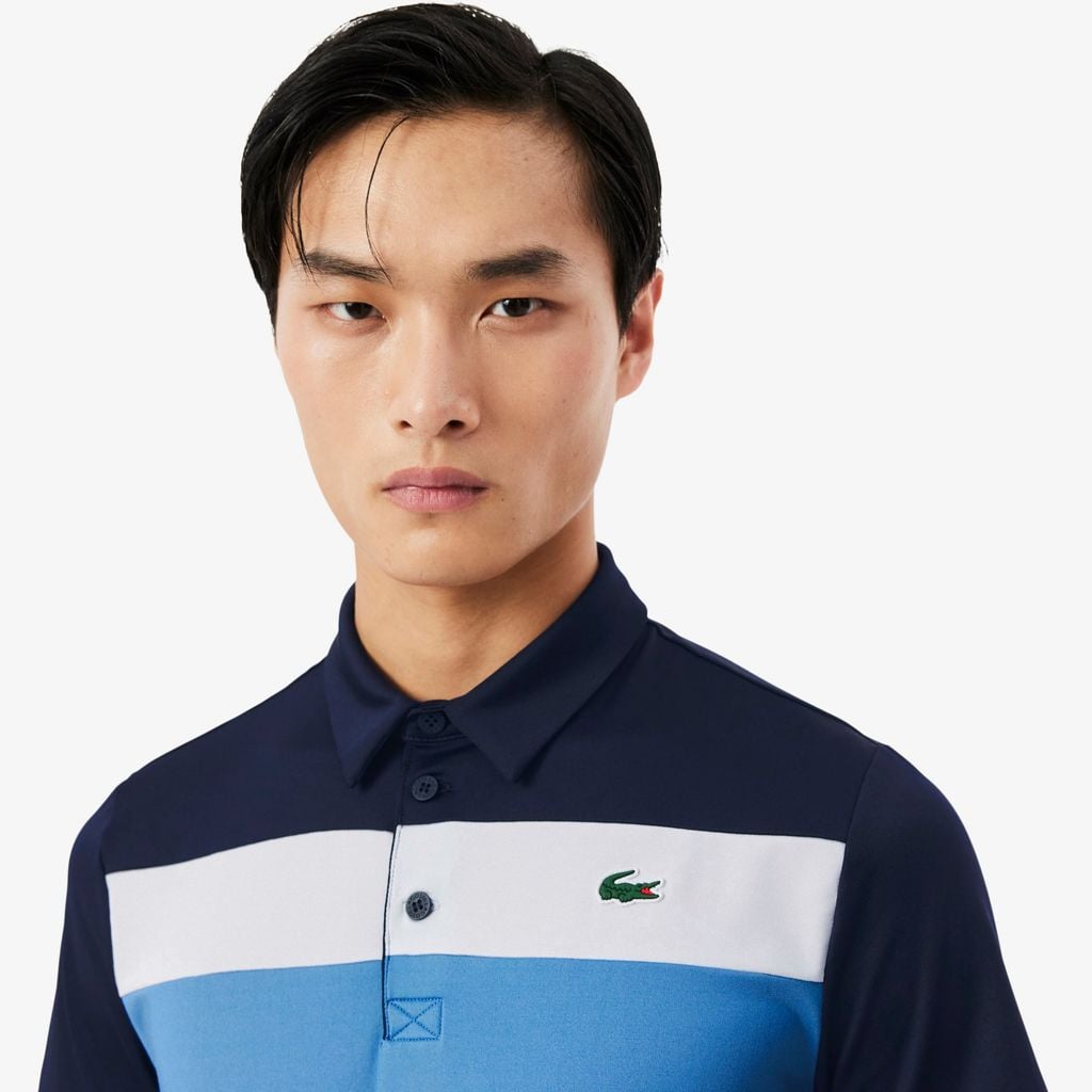 Áo Polo Golf Lacoste Nam Dáng Suông Co Giãn Họa Tiết Color-Block Công Nghệ Thoáng Khí