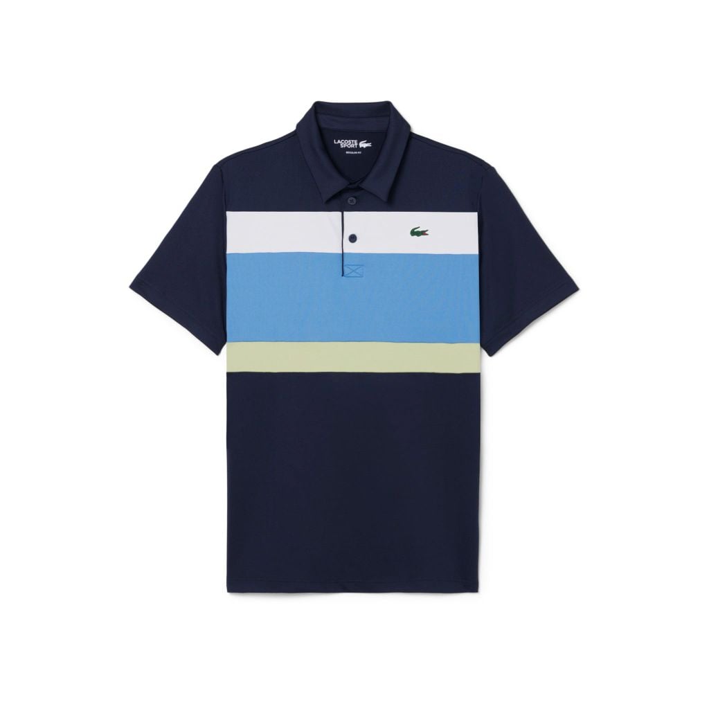 Áo Polo Golf Lacoste Nam Dáng Suông Co Giãn Họa Tiết Color-Block Công Nghệ Thoáng Khí