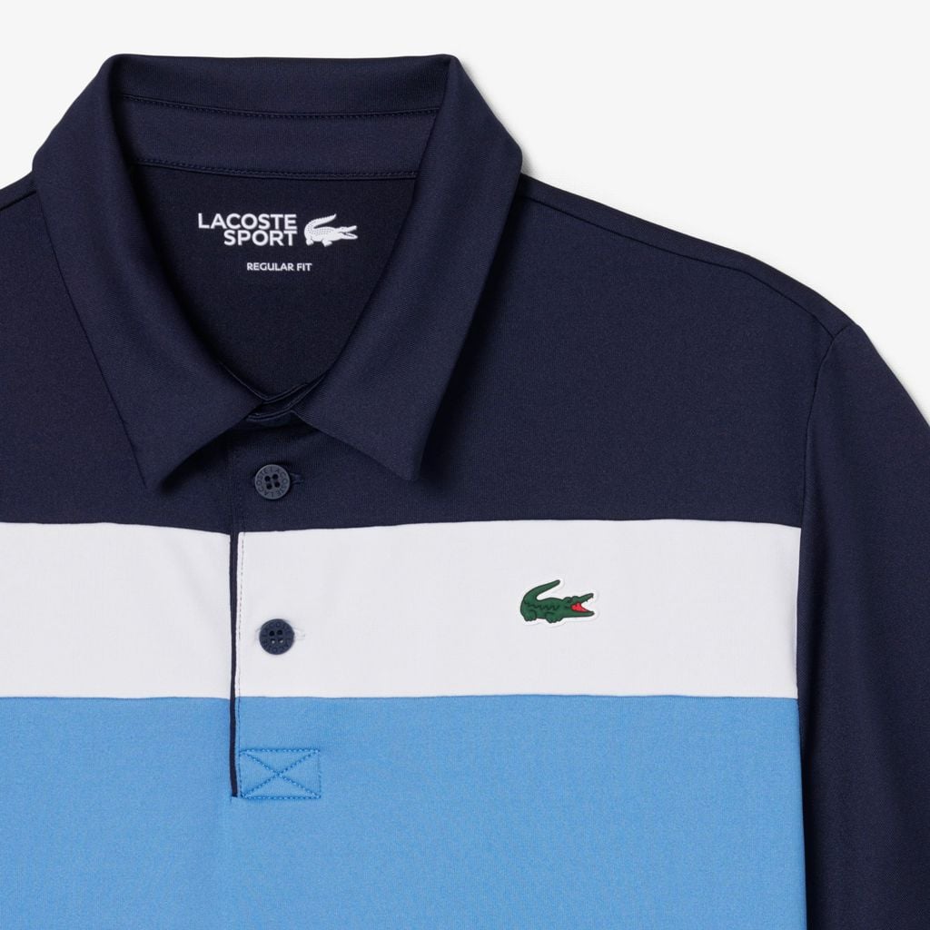 Áo Polo Golf Lacoste Nam Dáng Suông Co Giãn Họa Tiết Color-Block Công Nghệ Thoáng Khí