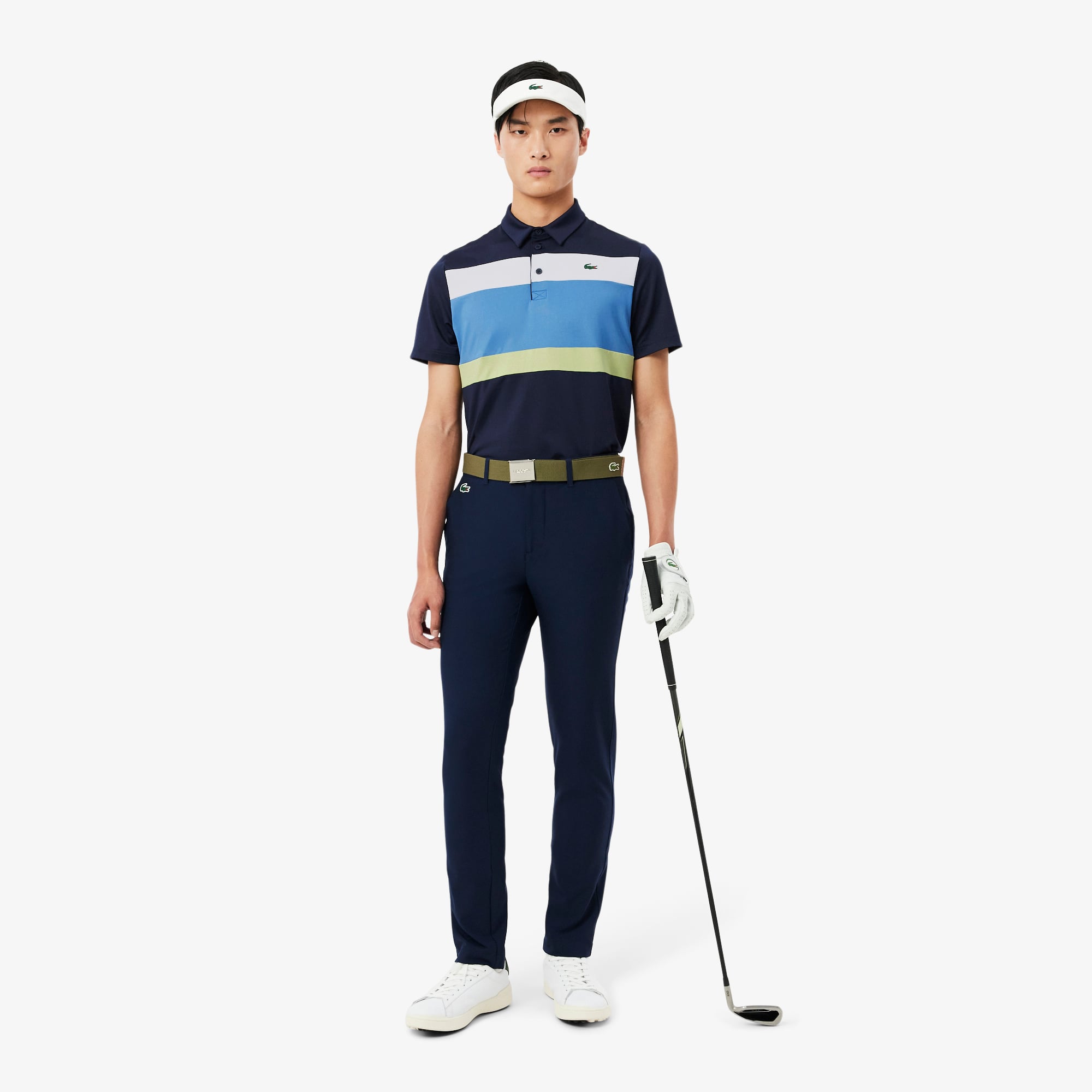 Áo Polo Golf Lacoste Nam Dáng Suông Co Giãn Họa Tiết Color-Block Công Nghệ Thoáng Khí