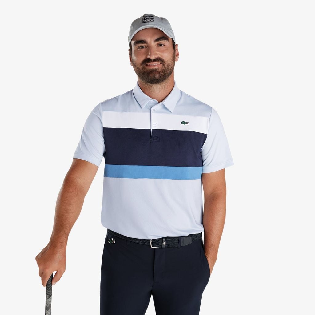 Áo Polo Golf Lacoste Nam Dáng Suông Co Giãn Họa Tiết Color-Block Công Nghệ Thoáng Khí