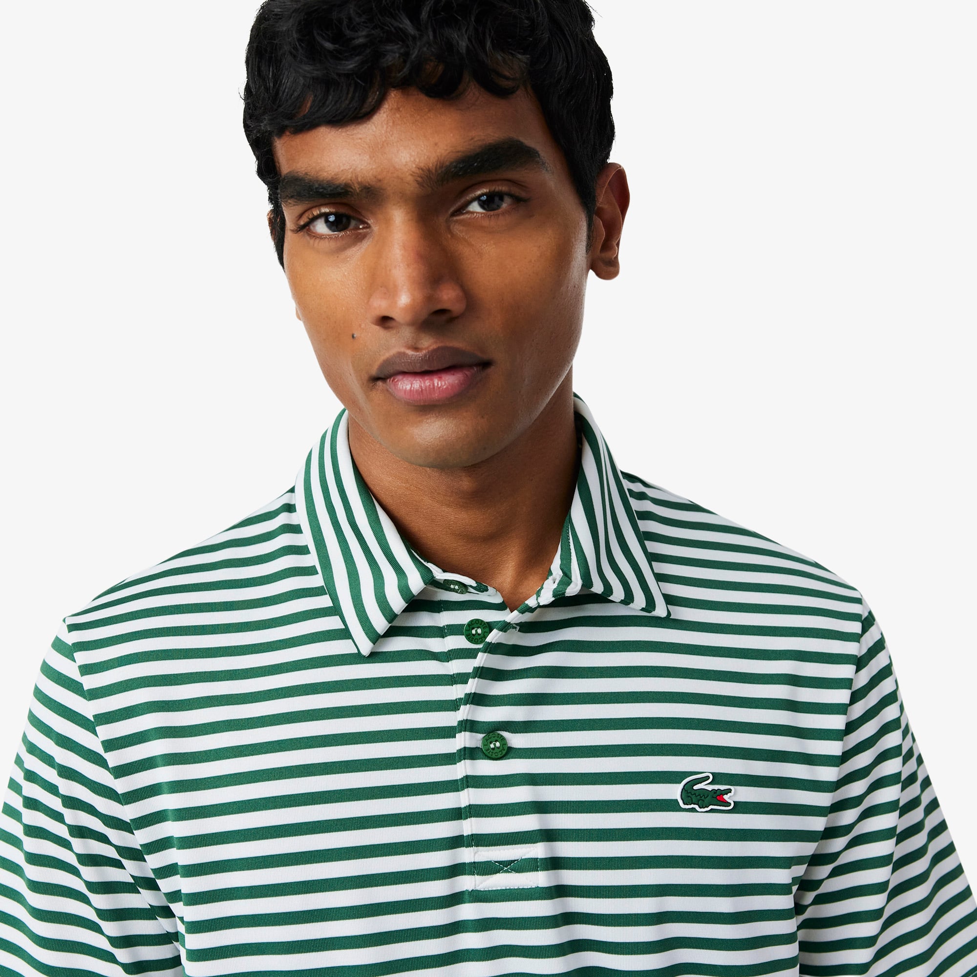 Áo Polo Golf Lacoste Nam Dáng Suông Kẻ Sọc Công Nghệ Thoáng Khí