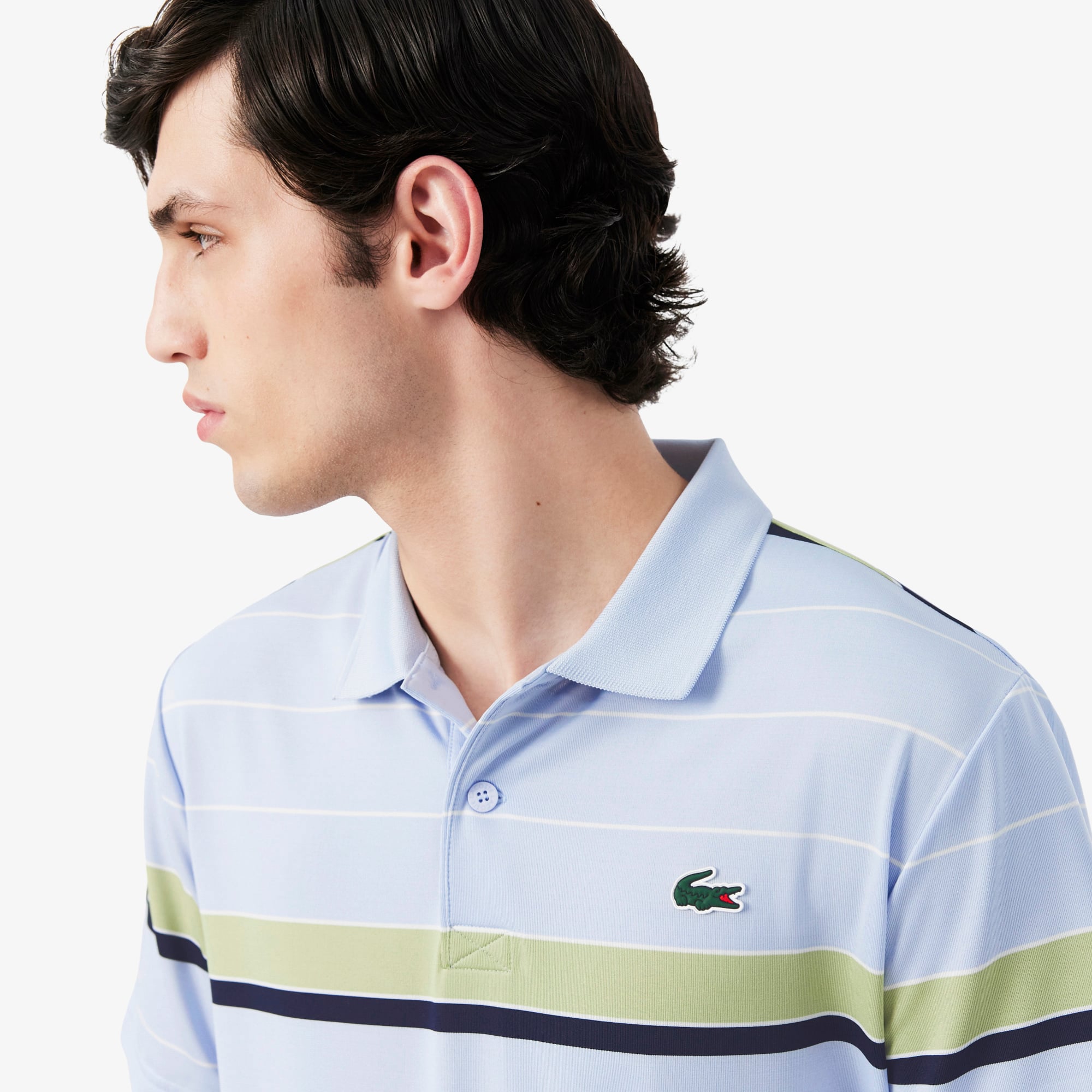 Áo Polo Golf Lacoste Nam Dáng Suông Kẻ Sọc Công Nghệ Thoáng Khí