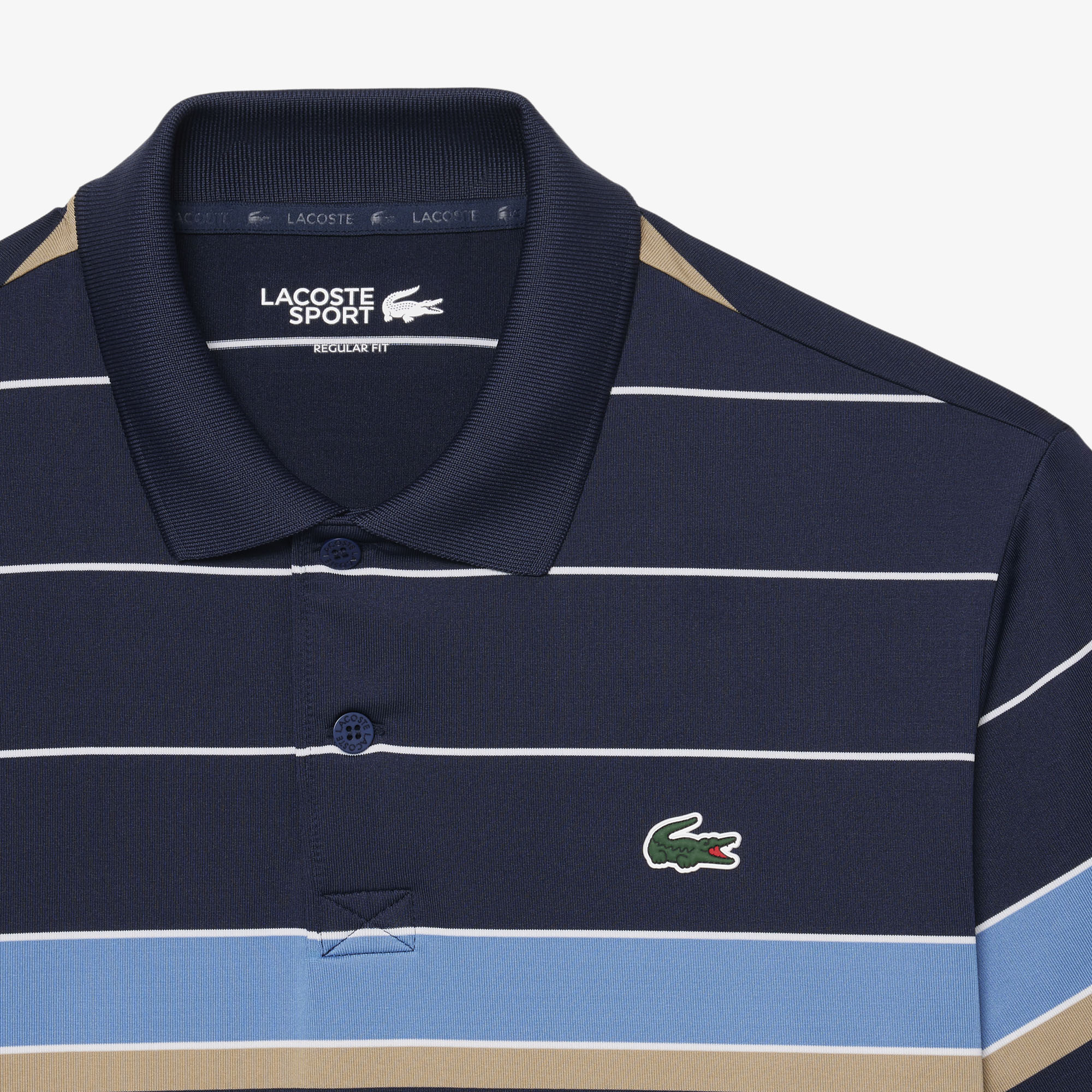 Áo Polo Golf Lacoste Nam Dáng Suông Kẻ Sọc Công Nghệ Thoáng Khí