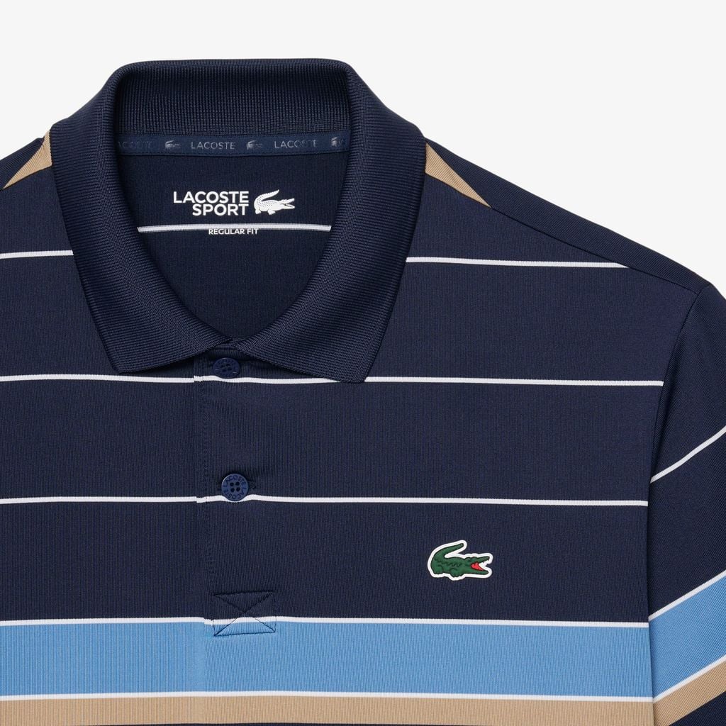Áo Polo Golf Lacoste Nam Dáng Suông Kẻ Sọc Công Nghệ Thoáng Khí