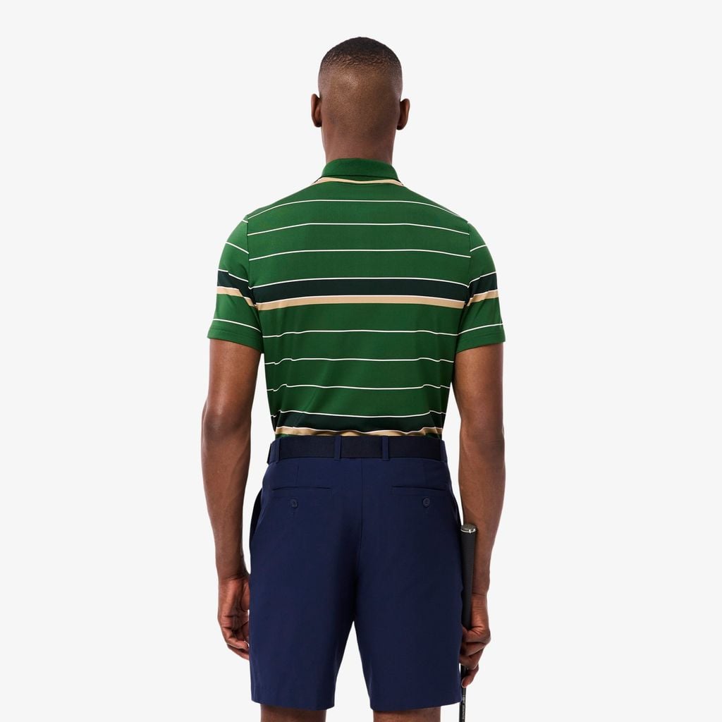 Áo Polo Golf Lacoste Nam Dáng Suông Thoáng Khí Co Giãn Kẻ Sọc