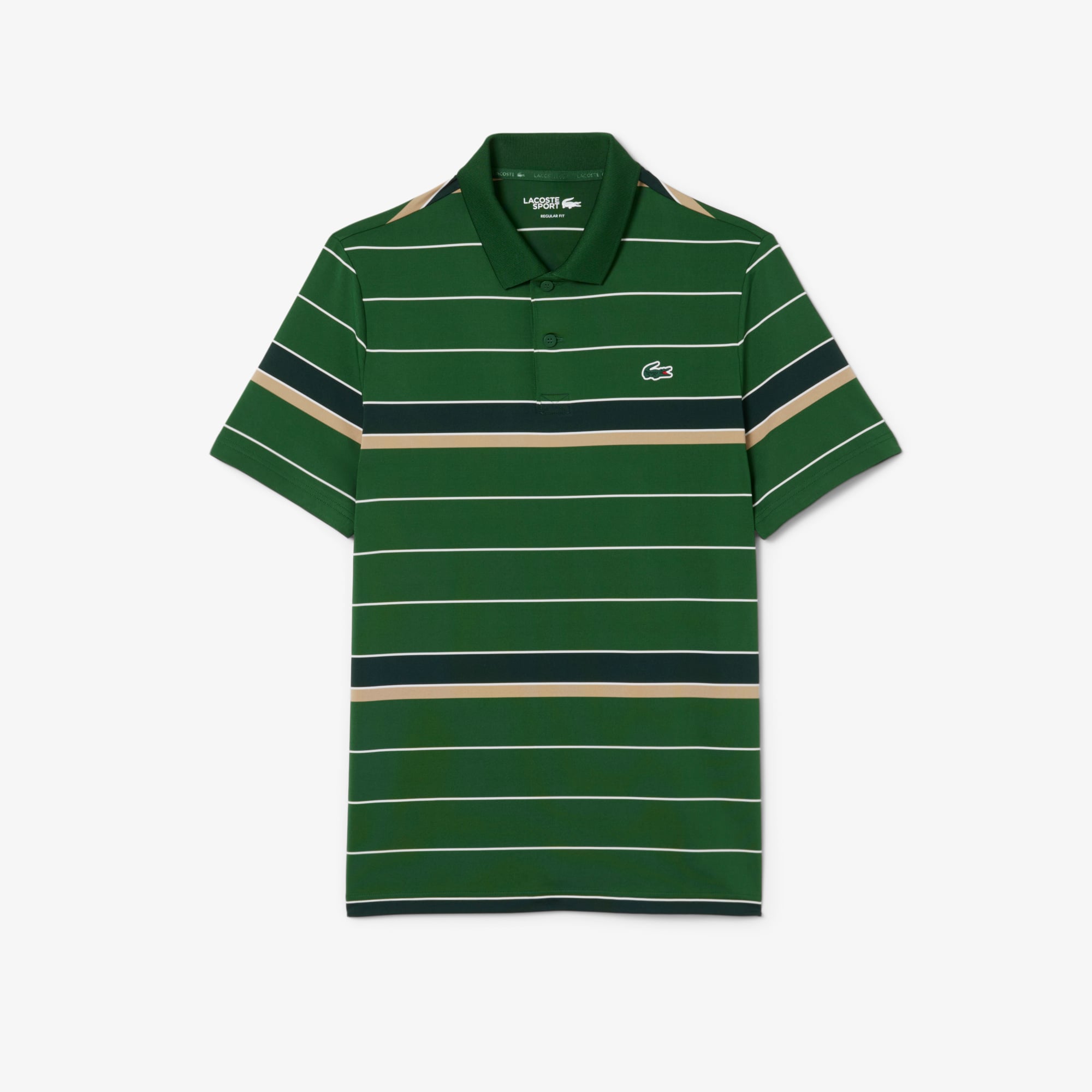 Áo Polo Golf Lacoste Nam Dáng Suông Thoáng Khí Co Giãn Kẻ Sọc