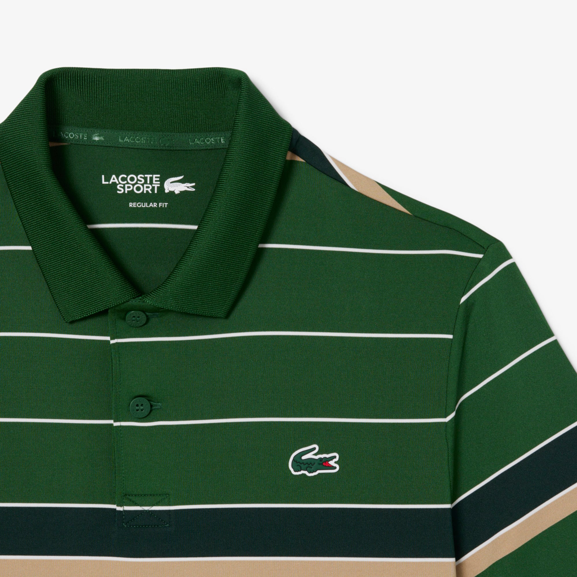 Áo Polo Golf Lacoste Nam Dáng Suông Thoáng Khí Co Giãn Kẻ Sọc