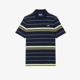 Áo Polo Golf Lacoste Nam Dáng Suông Thoáng Khí Co Giãn Kẻ Sọc