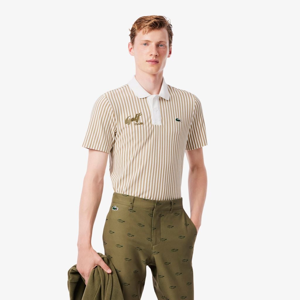 Áo Polo Golf Lacoste Nam Dáng Rộng Sọc Điều Hòa Nhiệt Độ